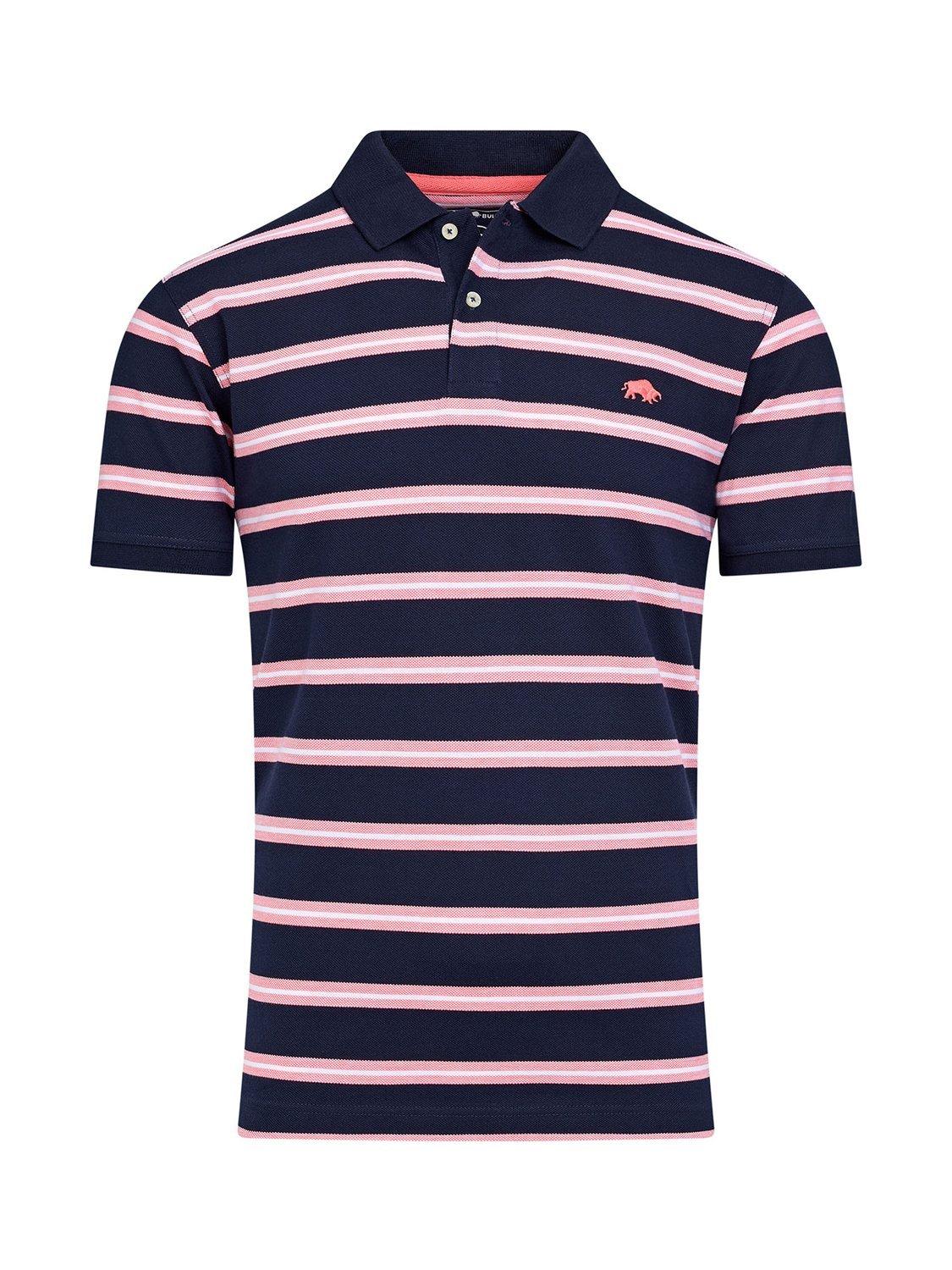 Product image 2 of 7, which shows Raging Bull Classic Triple Stripe Birdseye Polo Shirt, Pink/Multi, S