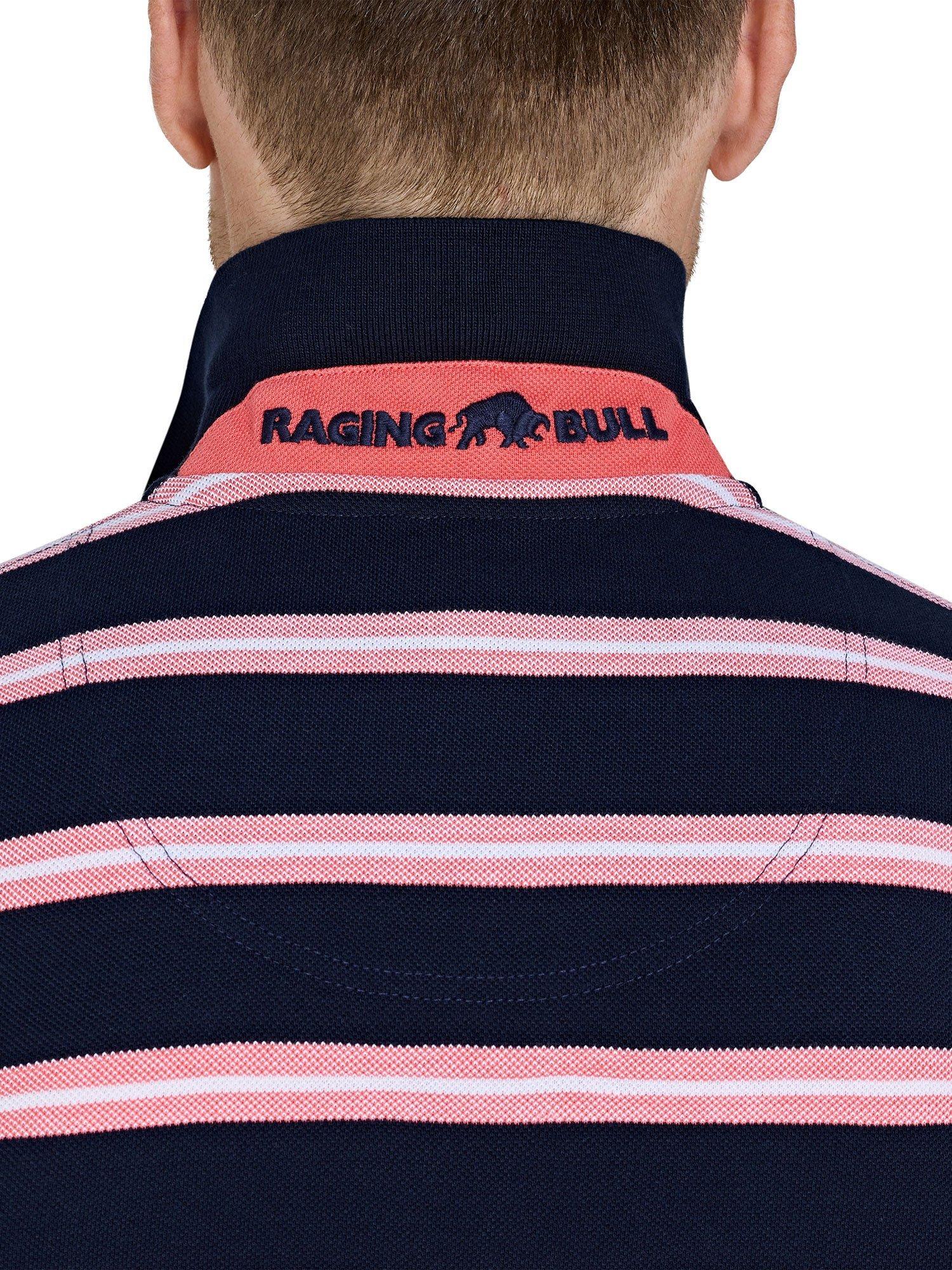Product image 5 of 7, which shows Raging Bull Classic Triple Stripe Birdseye Polo Shirt, Pink/Multi, S