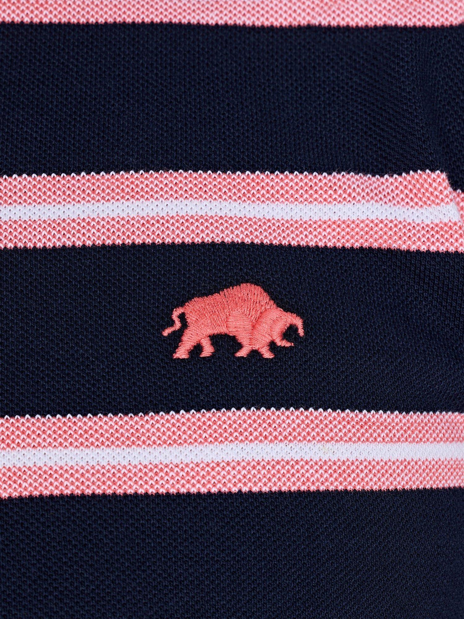 Product image 6 of 7, which shows Raging Bull Classic Triple Stripe Birdseye Polo Shirt, Pink/Multi, S