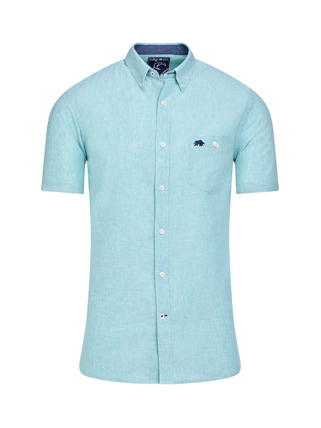 Product image 2 of 8, which shows Raging Bull Classic Short Sleeve Linen Blend Shirt, Apple Green, S