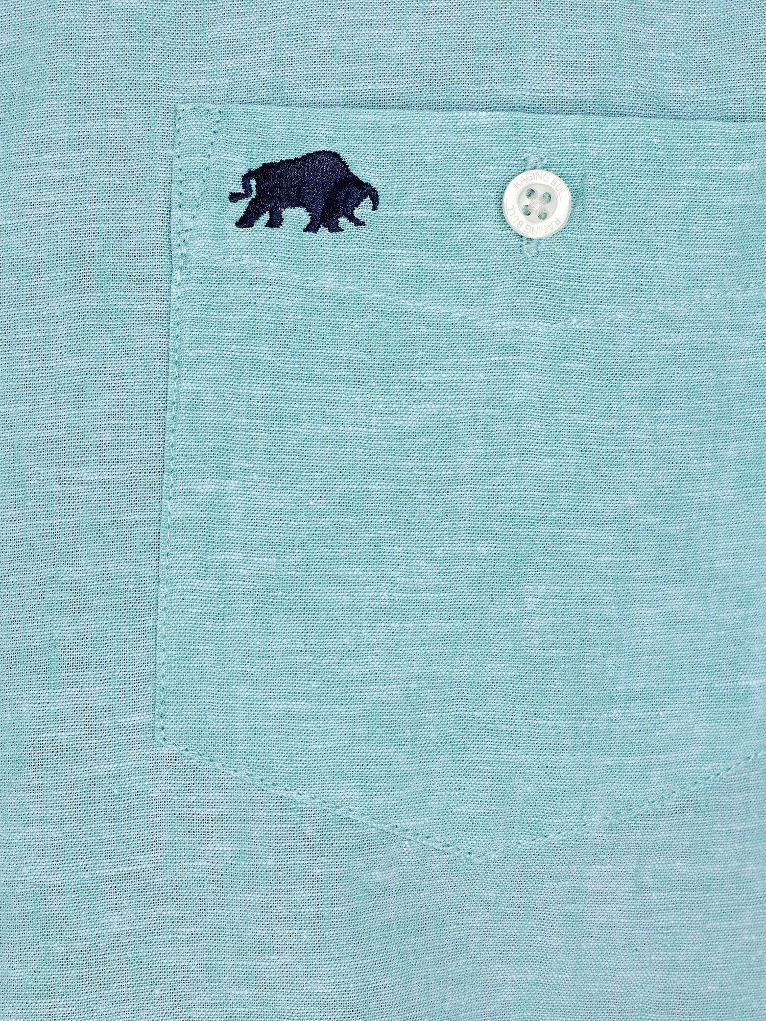 Product image 4 of 8, which shows Raging Bull Classic Short Sleeve Linen Blend Shirt, Apple Green, S