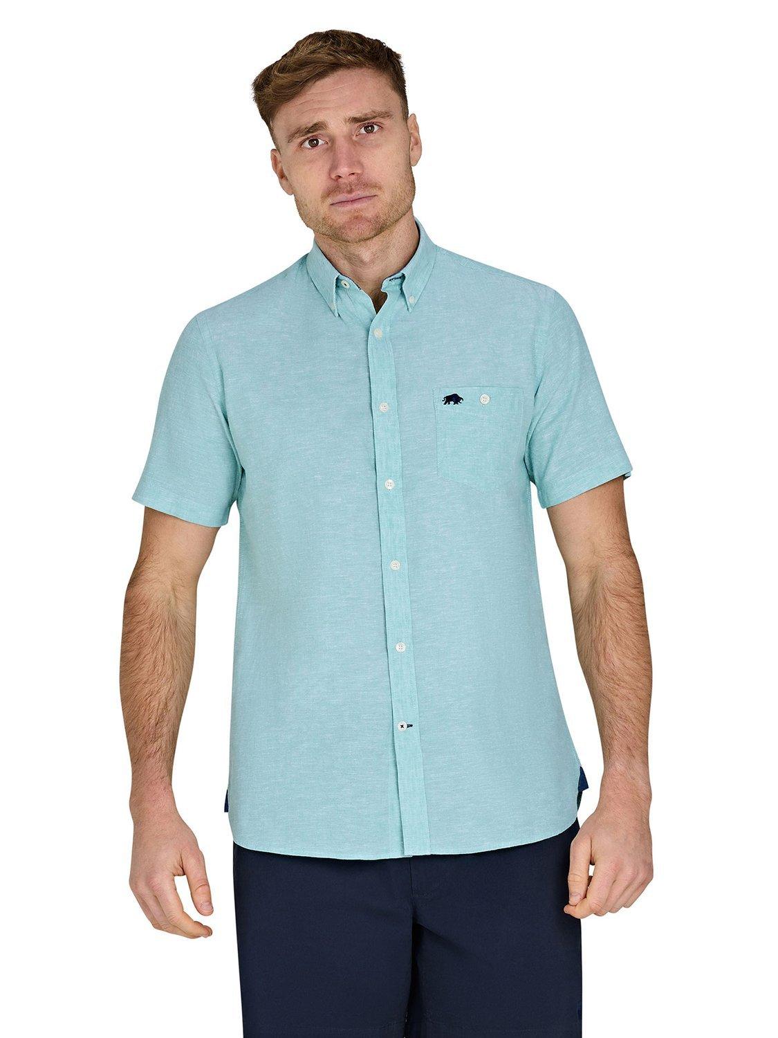 Product image 8 of 8, which shows Raging Bull Classic Short Sleeve Linen Blend Shirt, Apple Green, S