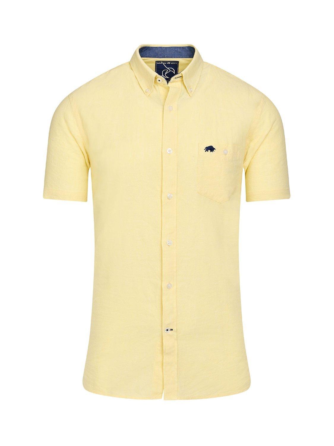 Product image 2 of 8, which shows Raging Bull Classic Short Sleeve Linen Blend Shirt, Lemon, S