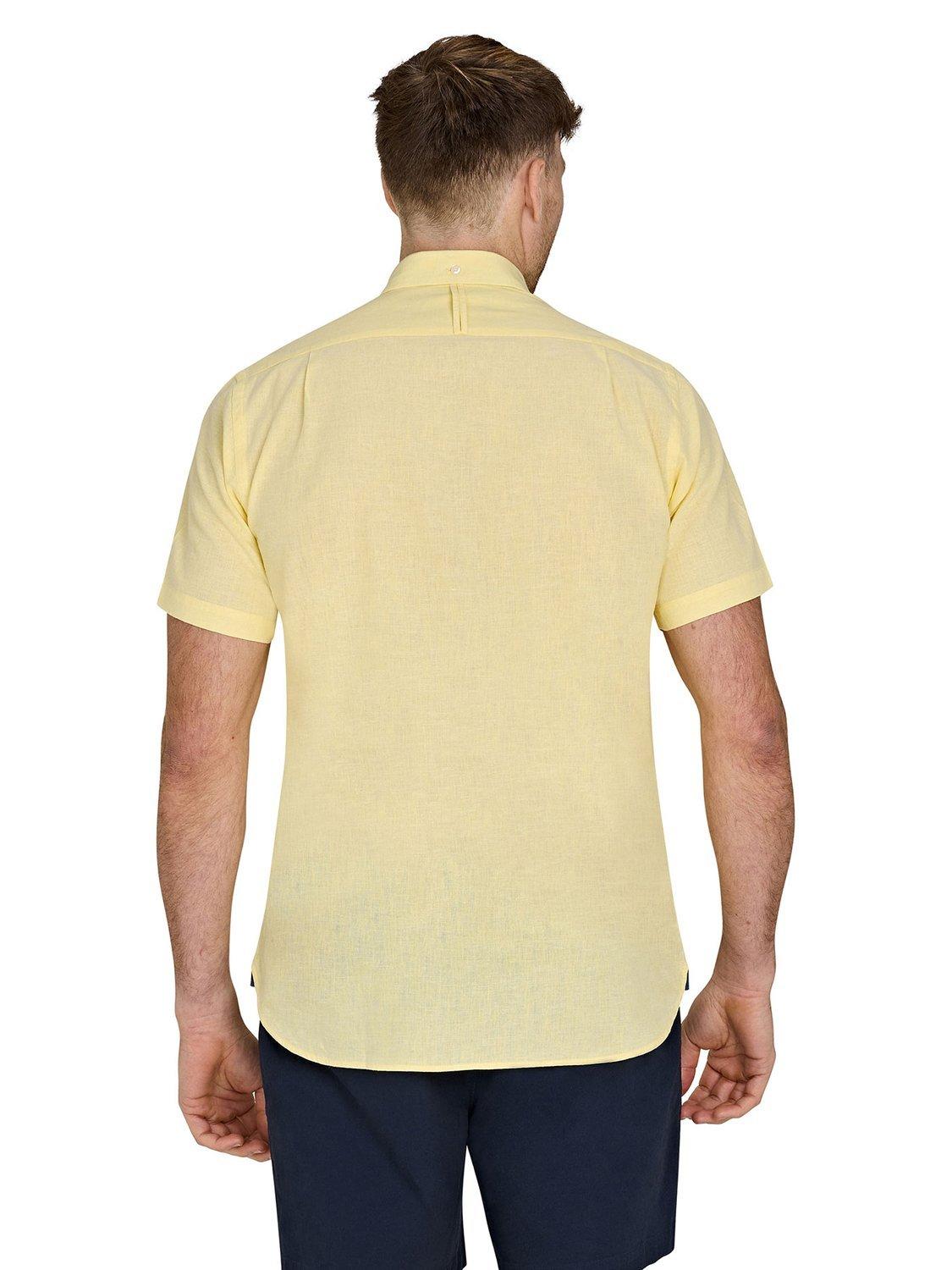 Product image 3 of 8, which shows Raging Bull Classic Short Sleeve Linen Blend Shirt, Lemon, S