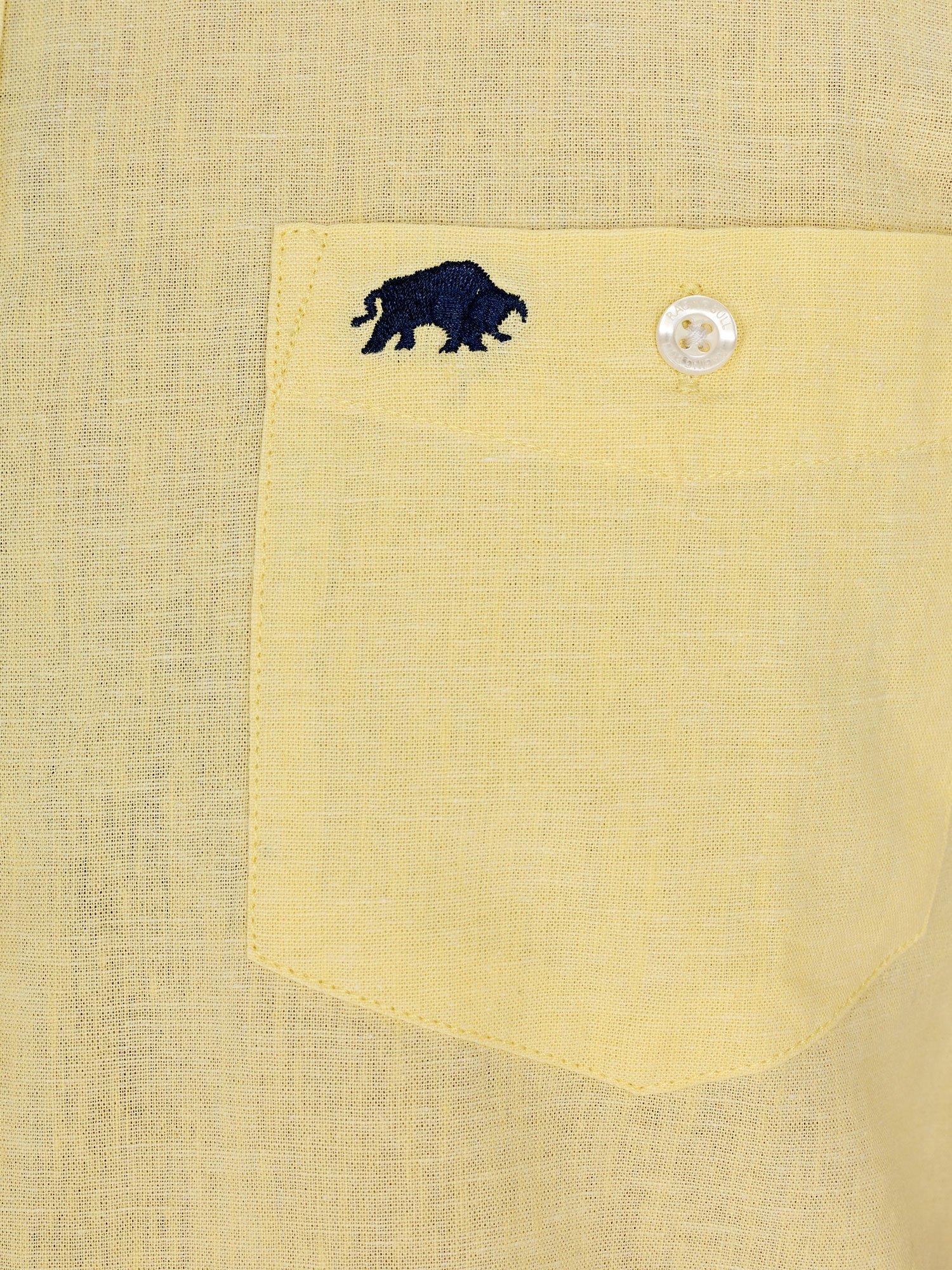Product image 6 of 8, which shows Raging Bull Classic Short Sleeve Linen Blend Shirt, Lemon, S