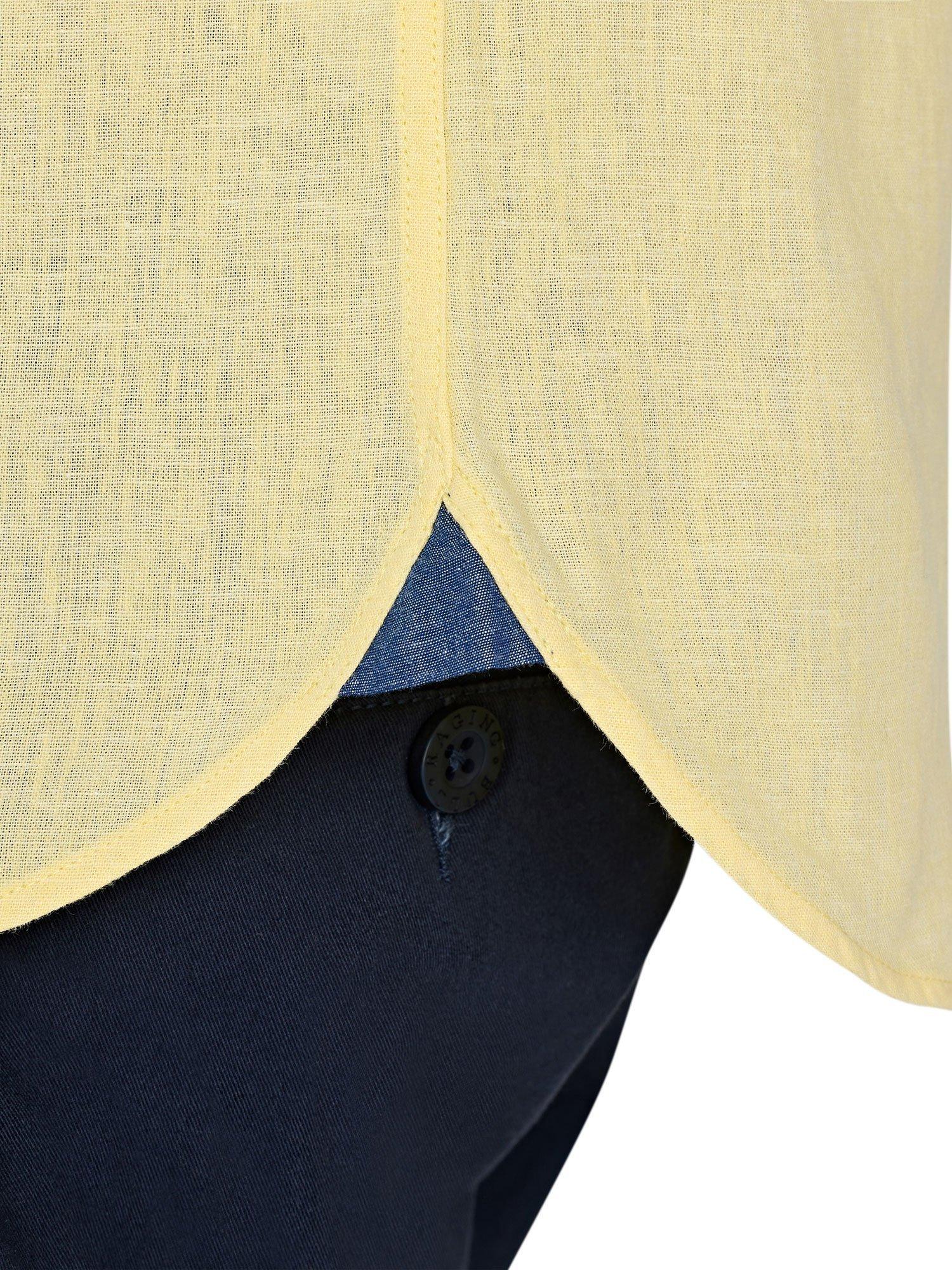 Product image 7 of 8, which shows Raging Bull Classic Short Sleeve Linen Blend Shirt, Lemon, S