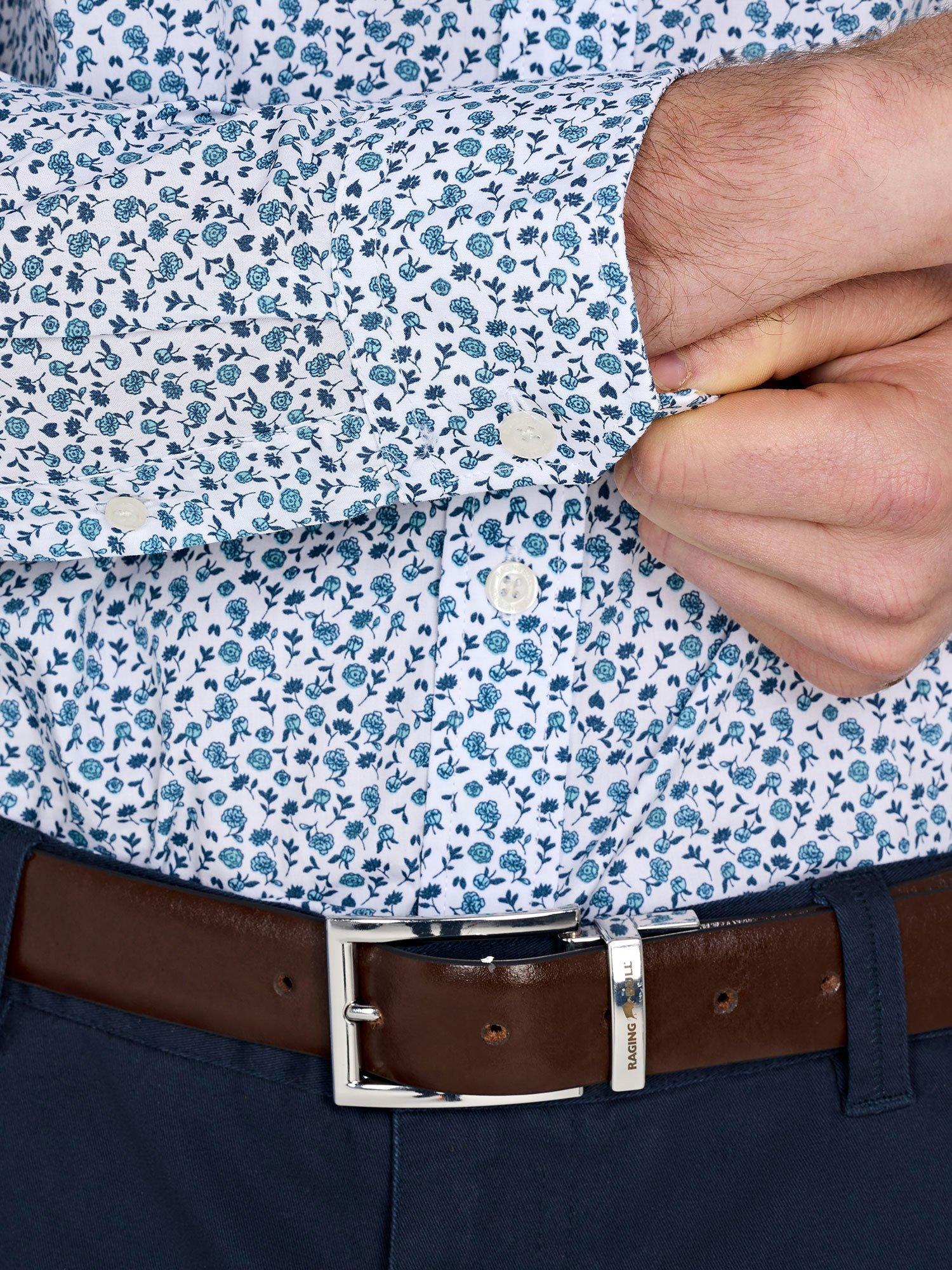 Product image 5 of 6, which shows Raging Bull Cotton Regular Fit Floral Shirt, Sky Blue, S