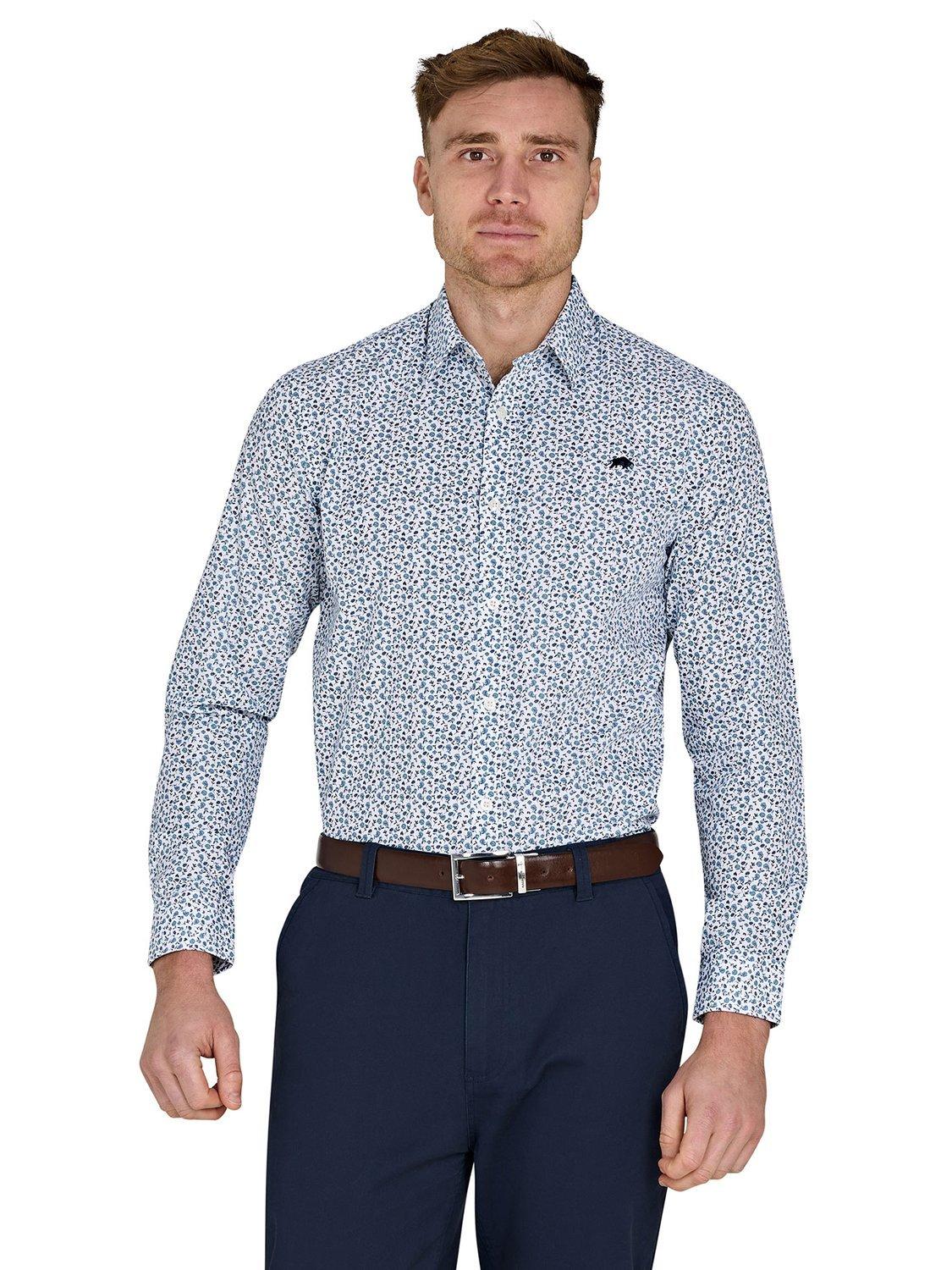 Product image 6 of 6, which shows Raging Bull Cotton Regular Fit Floral Shirt, Sky Blue, S