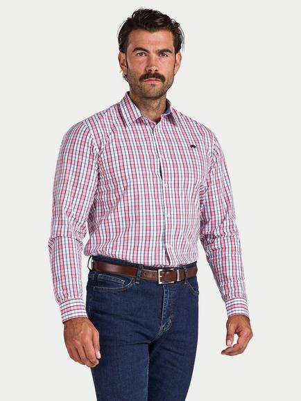 Raging Bull Cotton Regular Fit Check Shirt, Pink/Multi, Pink/Multi