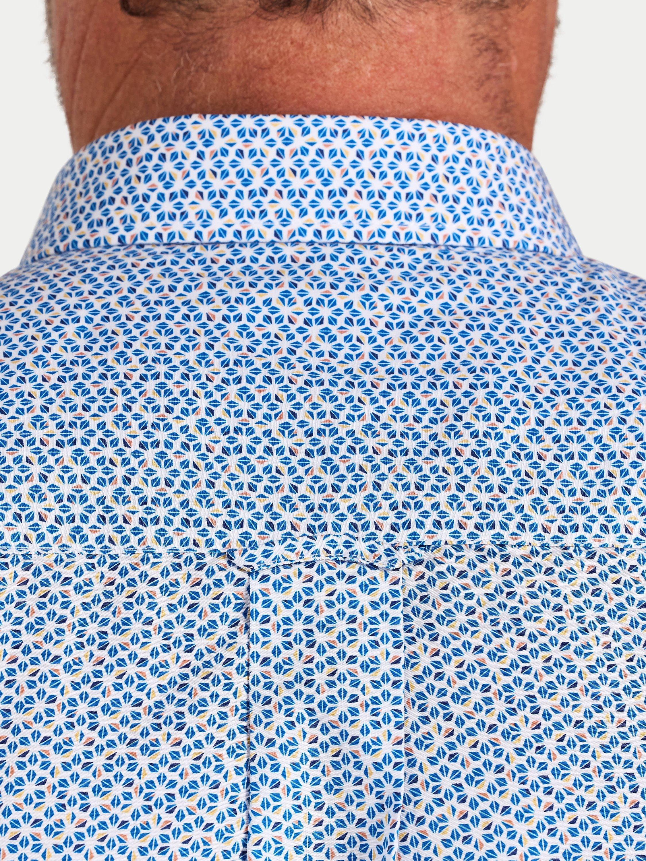 Product image 5 of 8, which shows Raging Bull Cotton Regular Fit Geometric Shirt, White/Multi, S