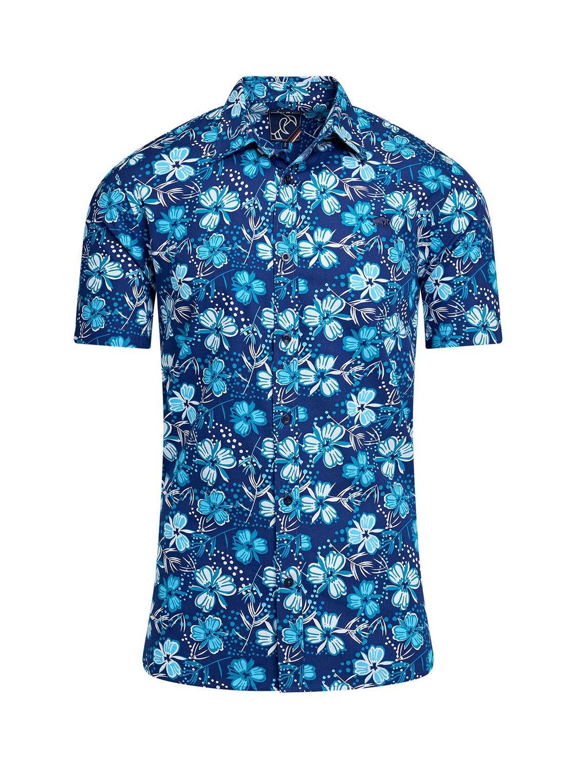 Product image 2 of 7, which shows Raging Bull Cotton Regular Fit Floral Shirt, Navy/Multi, S