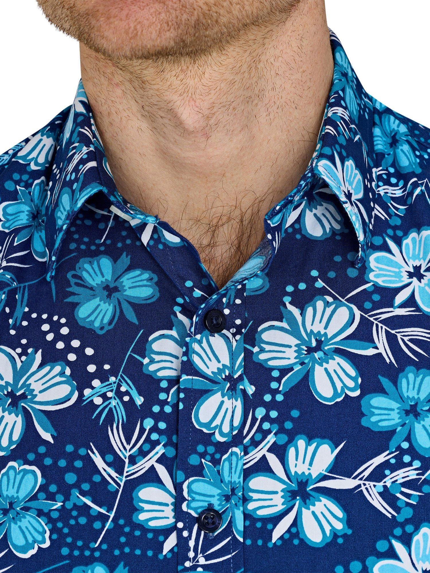 Product image 4 of 7, which shows Raging Bull Cotton Regular Fit Floral Shirt, Navy/Multi, S