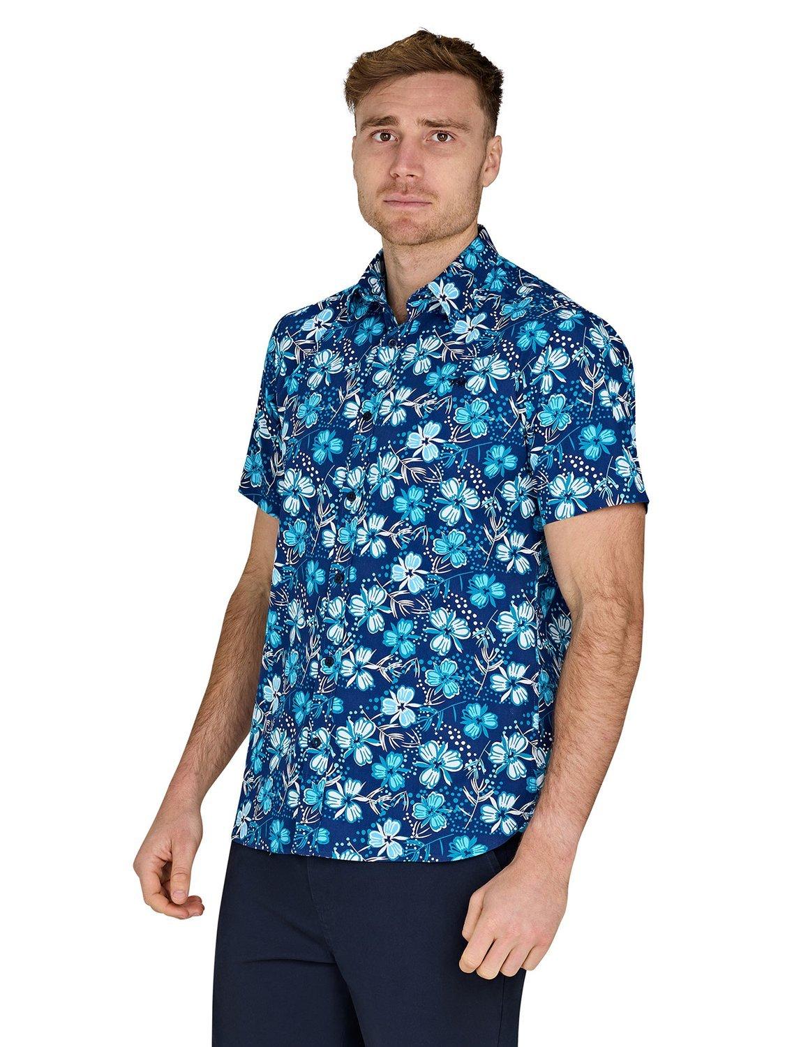 Product image 7 of 7, which shows Raging Bull Cotton Regular Fit Floral Shirt, Navy/Multi, S