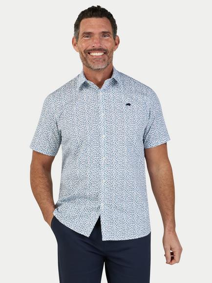 Raging Bull Cotton Regular Fit Floral Shirt, Sky Blue/Multi, Sky Blue/Multi