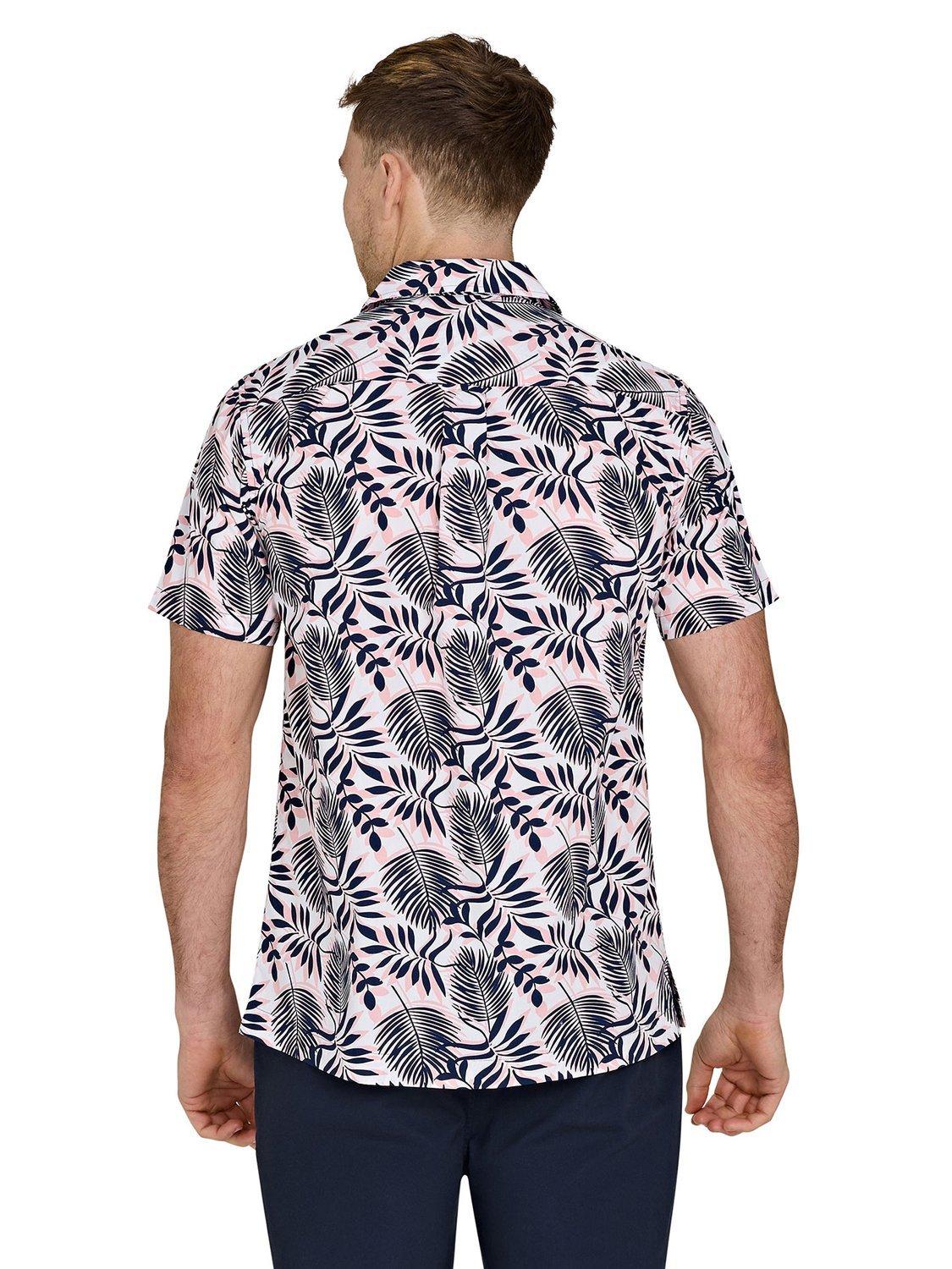 Product image 3 of 8, which shows Raging Bull Cotton Regular Fit Palm Leaf Print Shirt, Navy/Multi, S