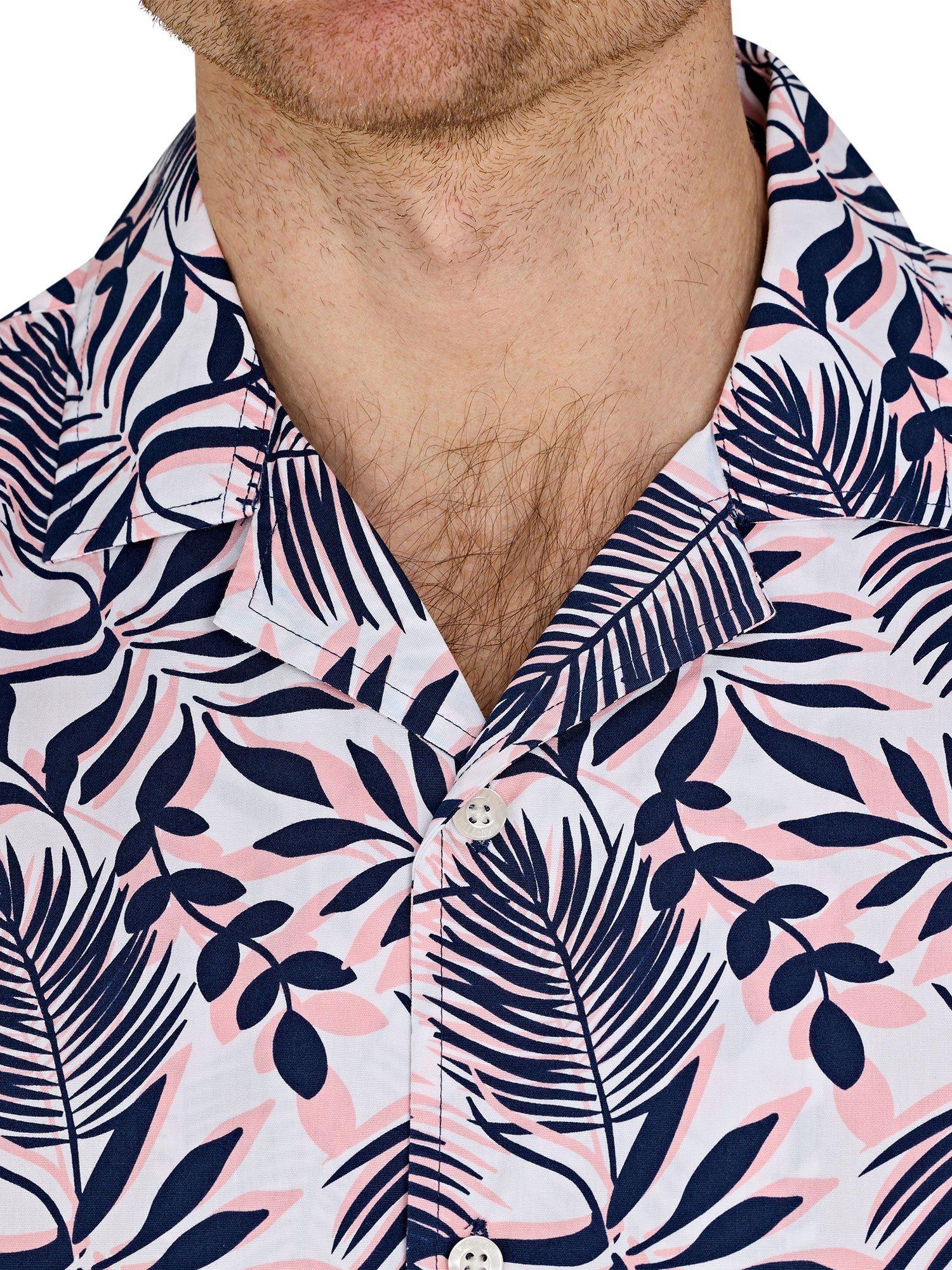 Product image 4 of 8, which shows Raging Bull Cotton Regular Fit Palm Leaf Print Shirt, Navy/Multi, S
