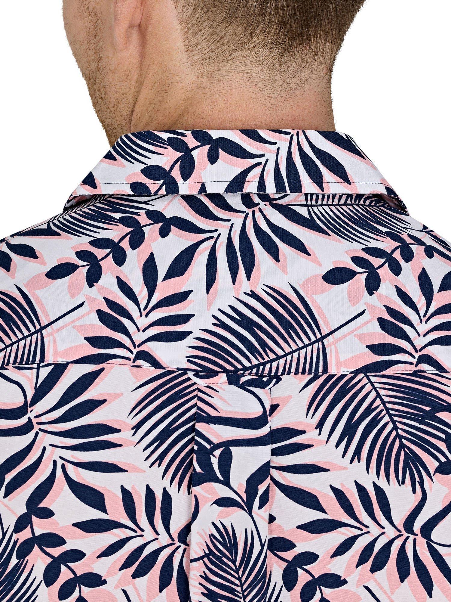 Product image 6 of 8, which shows Raging Bull Cotton Regular Fit Palm Leaf Print Shirt, Navy/Multi, S