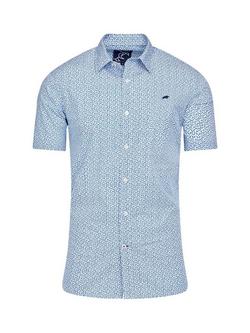 Raging Bull Cotton Short Sleeve Pentagon Pattern Poplin Shirt, White - view 2, White