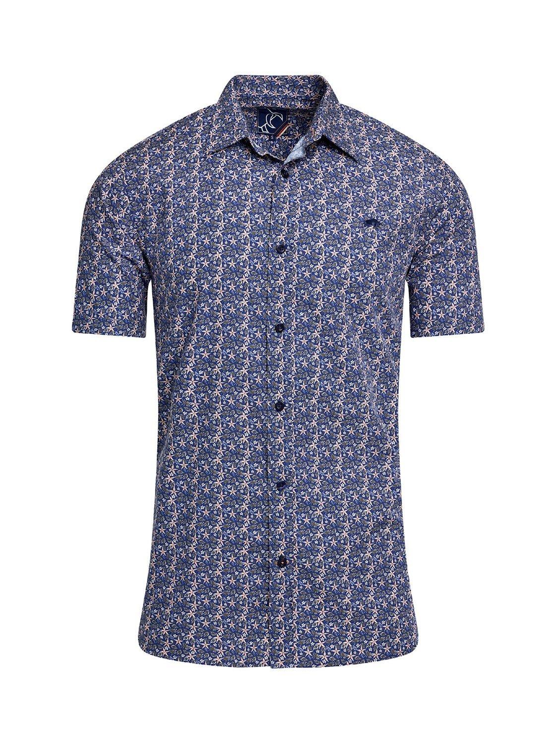 Product image 2 of 8, which shows Raging Bull Cotton Regular Fit Tropical Print Shirt, Navy/Multi, S