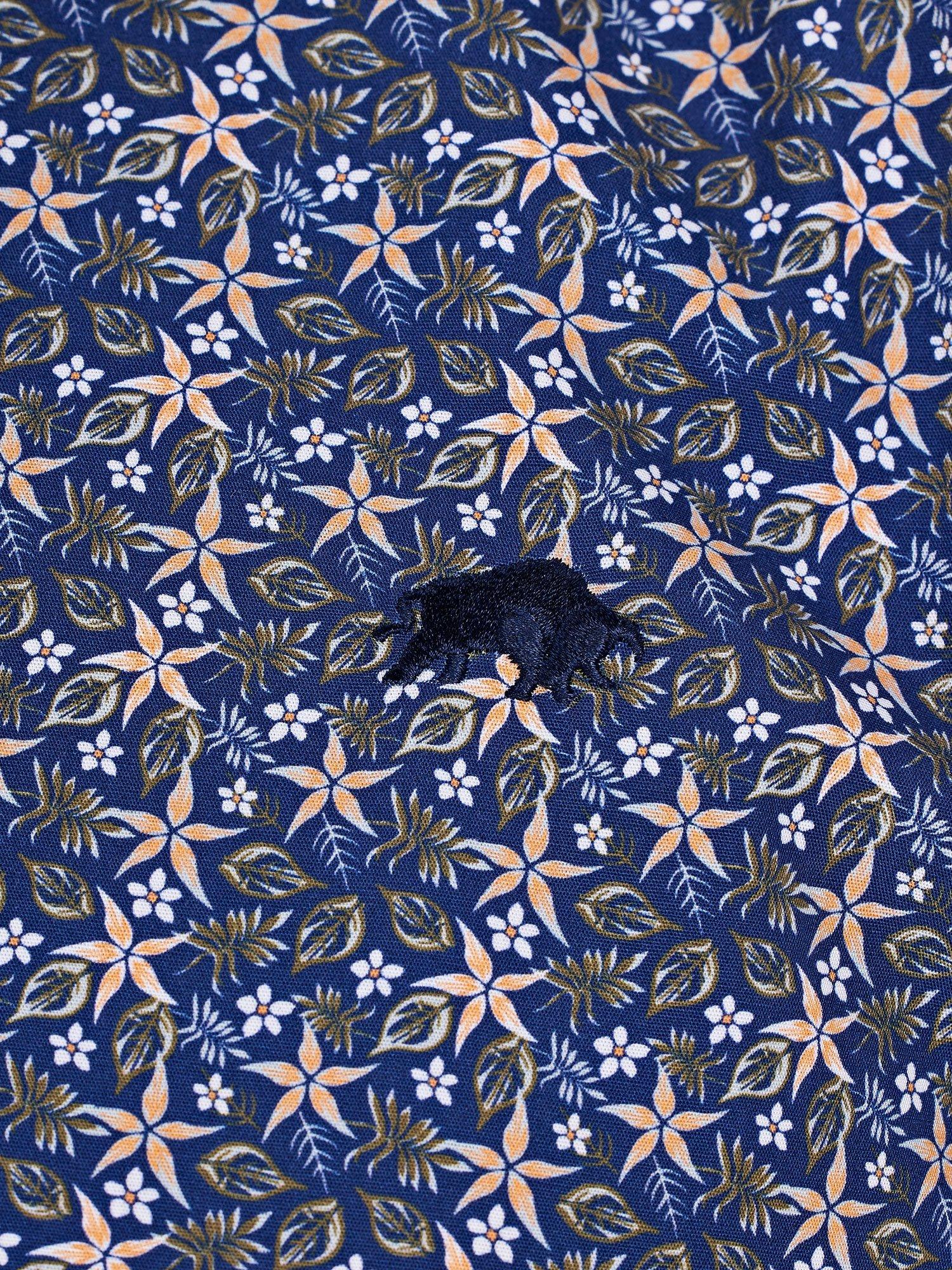 Product image 5 of 8, which shows Raging Bull Cotton Regular Fit Tropical Print Shirt, Navy/Multi, S