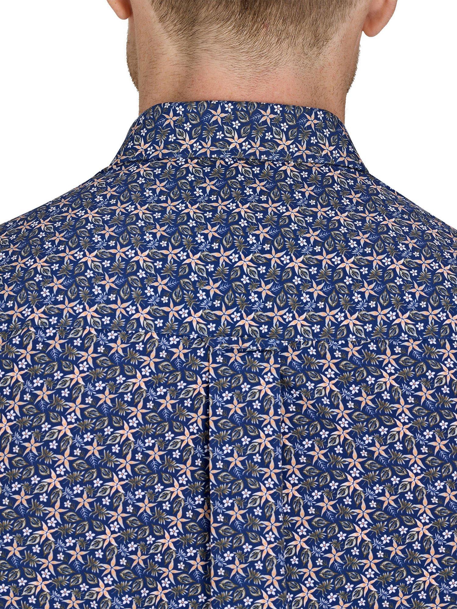 Product image 6 of 8, which shows Raging Bull Cotton Regular Fit Tropical Print Shirt, Navy/Multi, S