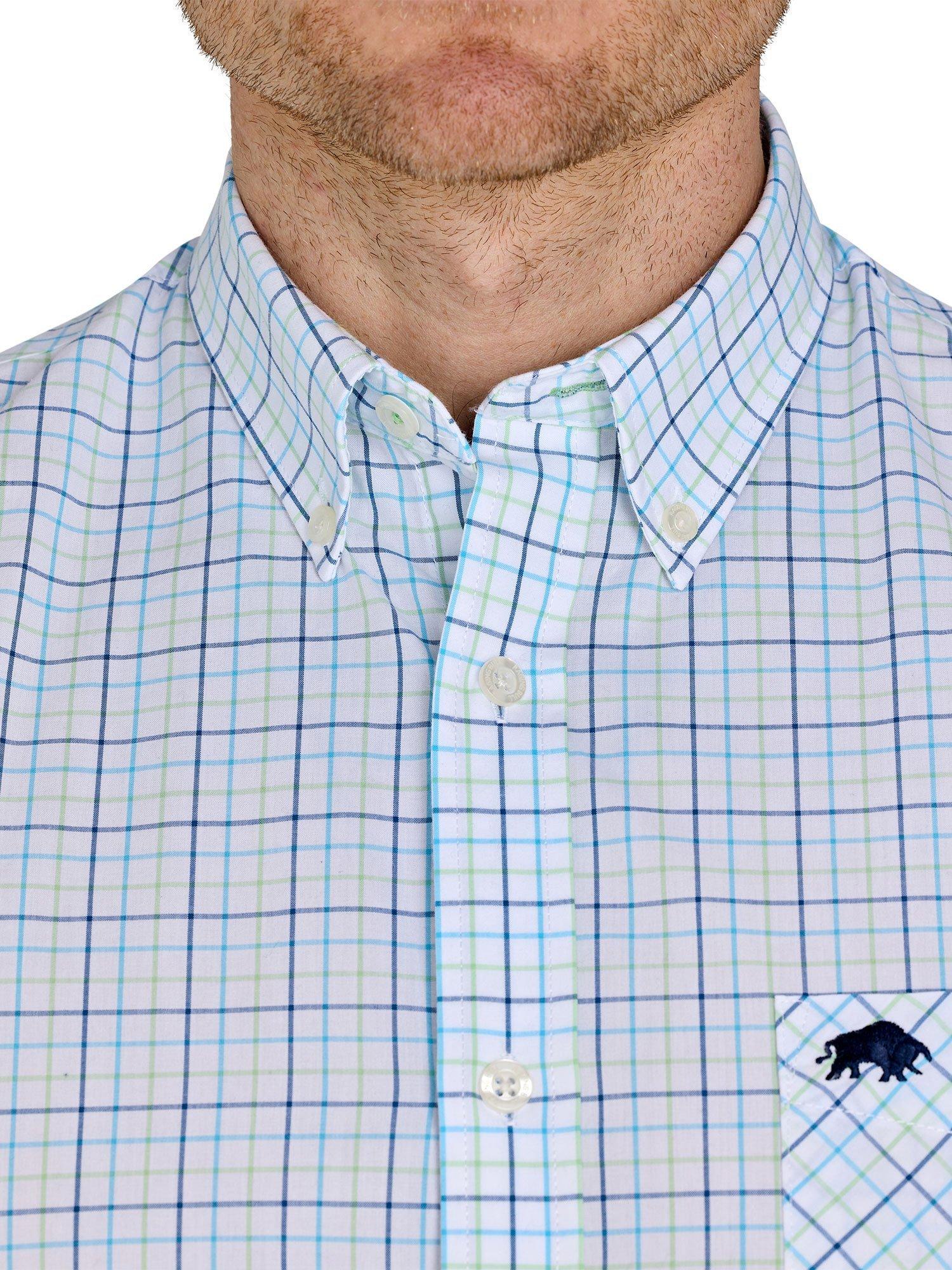 Product image 4 of 7, which shows Raging Bull Cotton Short Sleeve Window Pane Shirt, White/Multi, S