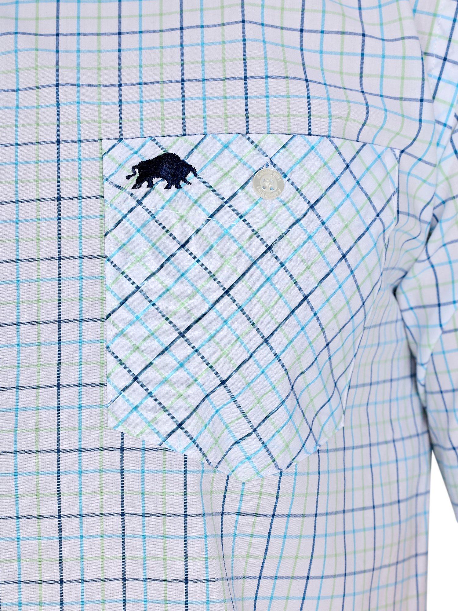 Product image 5 of 7, which shows Raging Bull Cotton Short Sleeve Window Pane Shirt, White/Multi, S