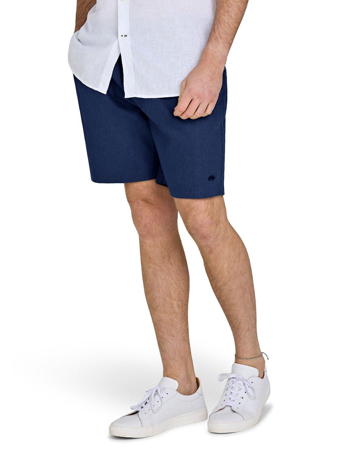 Product image 4 of 4, which shows Raging Bull Stretch Waist Linen Blend Shorts, Navy, S