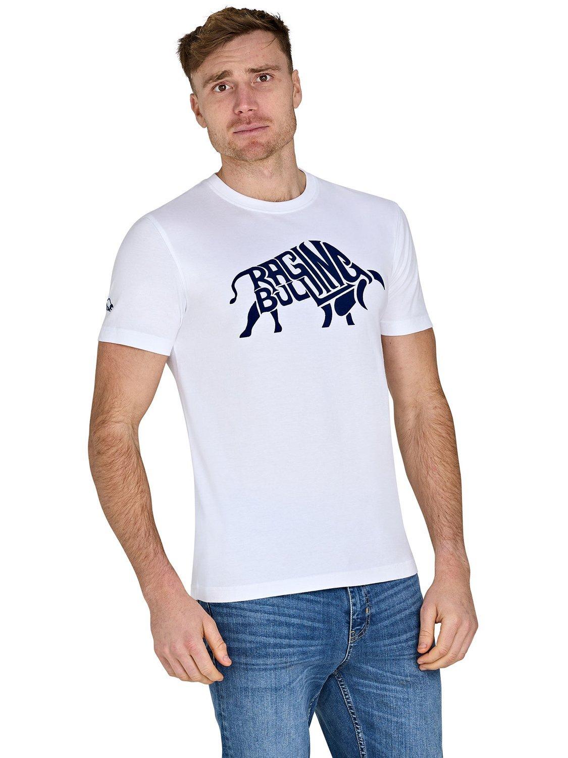 Product image 6 of 6, which shows Raging Bull Flock Cotton Regular Fit Short Sleeve Logo T-Shirt, White, S