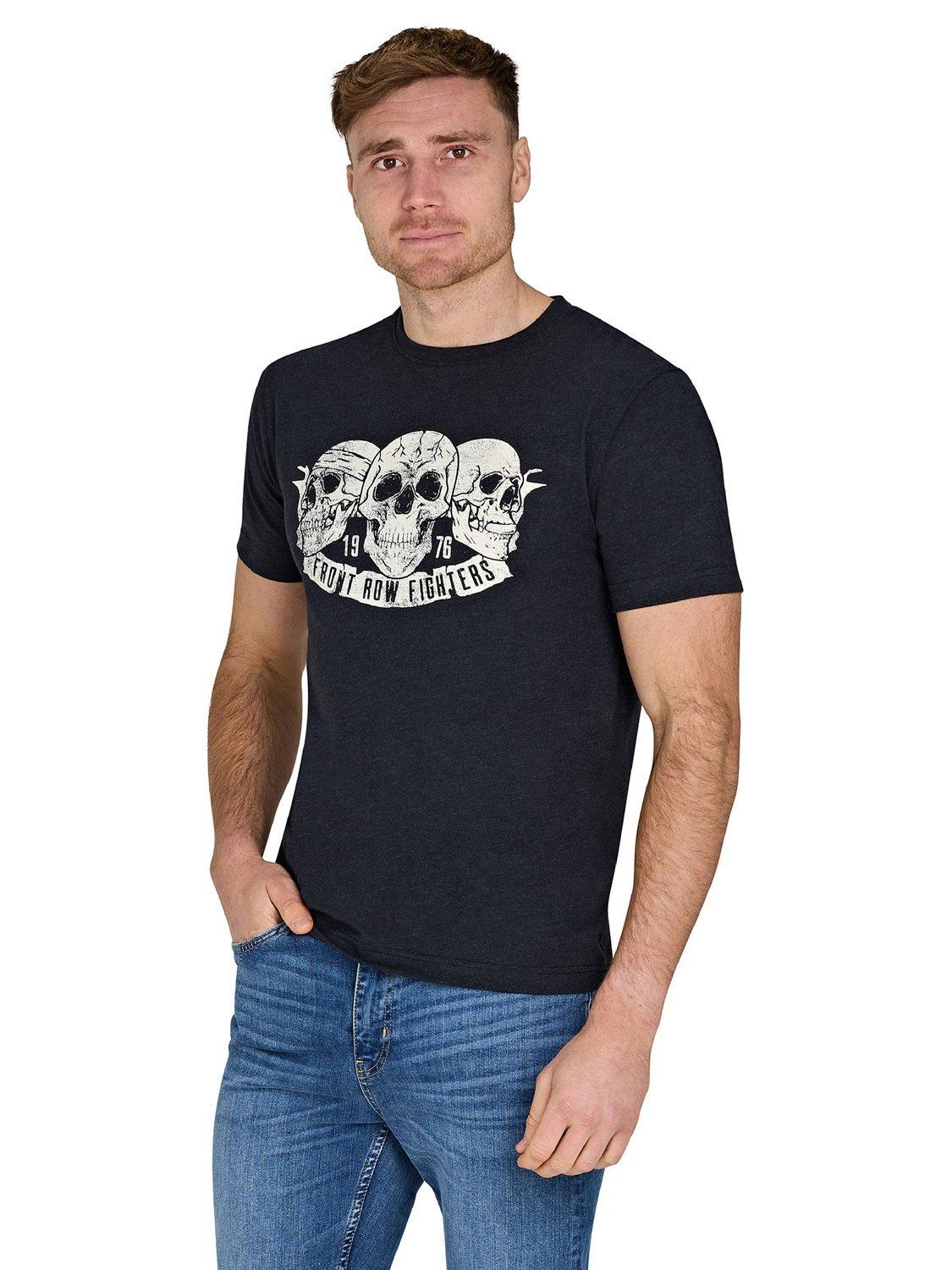 Product image 1 of 6, which shows Raging Bull Cotton Blend Regular Fit Front Row Fighters T-Shirt, Black, S