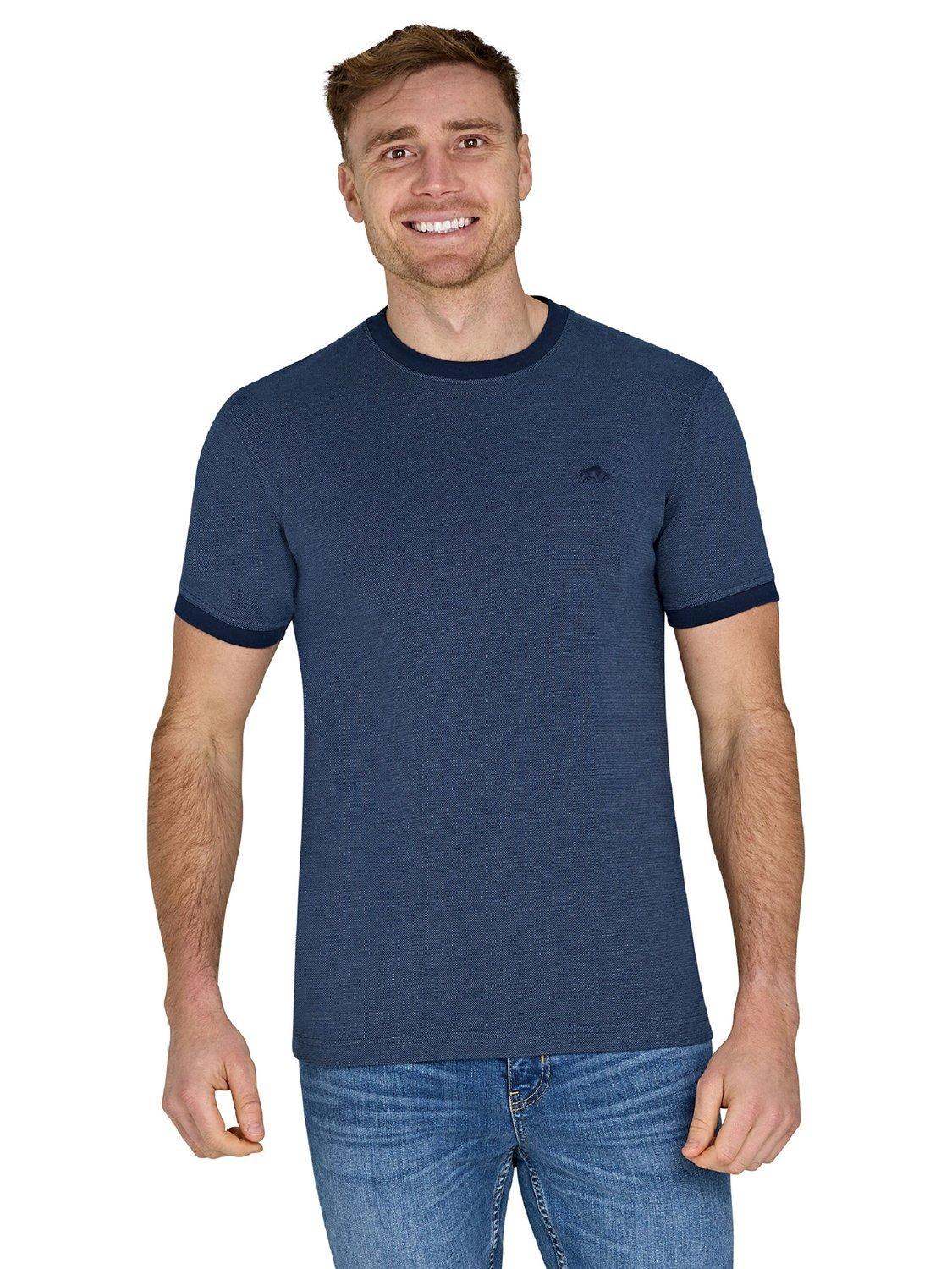 Product image 1 of 5, which shows Raging Bull Cotton Regular Fit Short Sleeve Ringer T-Shirt, Navy, S