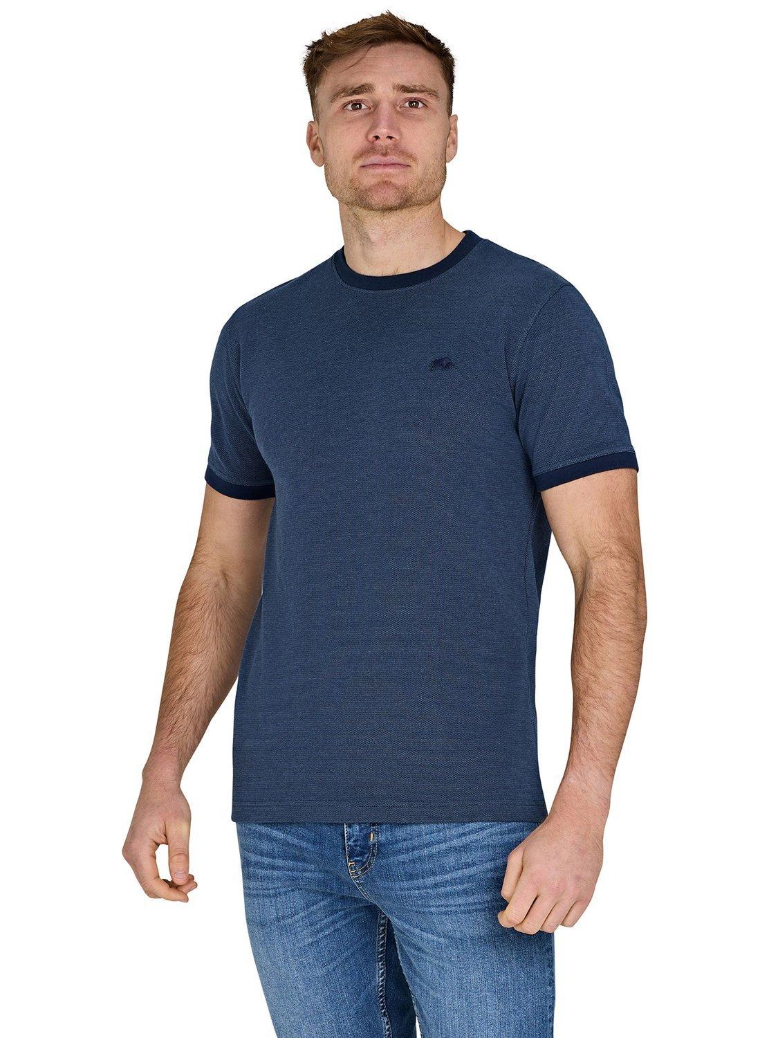Product image 5 of 5, which shows Raging Bull Cotton Regular Fit Short Sleeve Ringer T-Shirt, Navy, S
