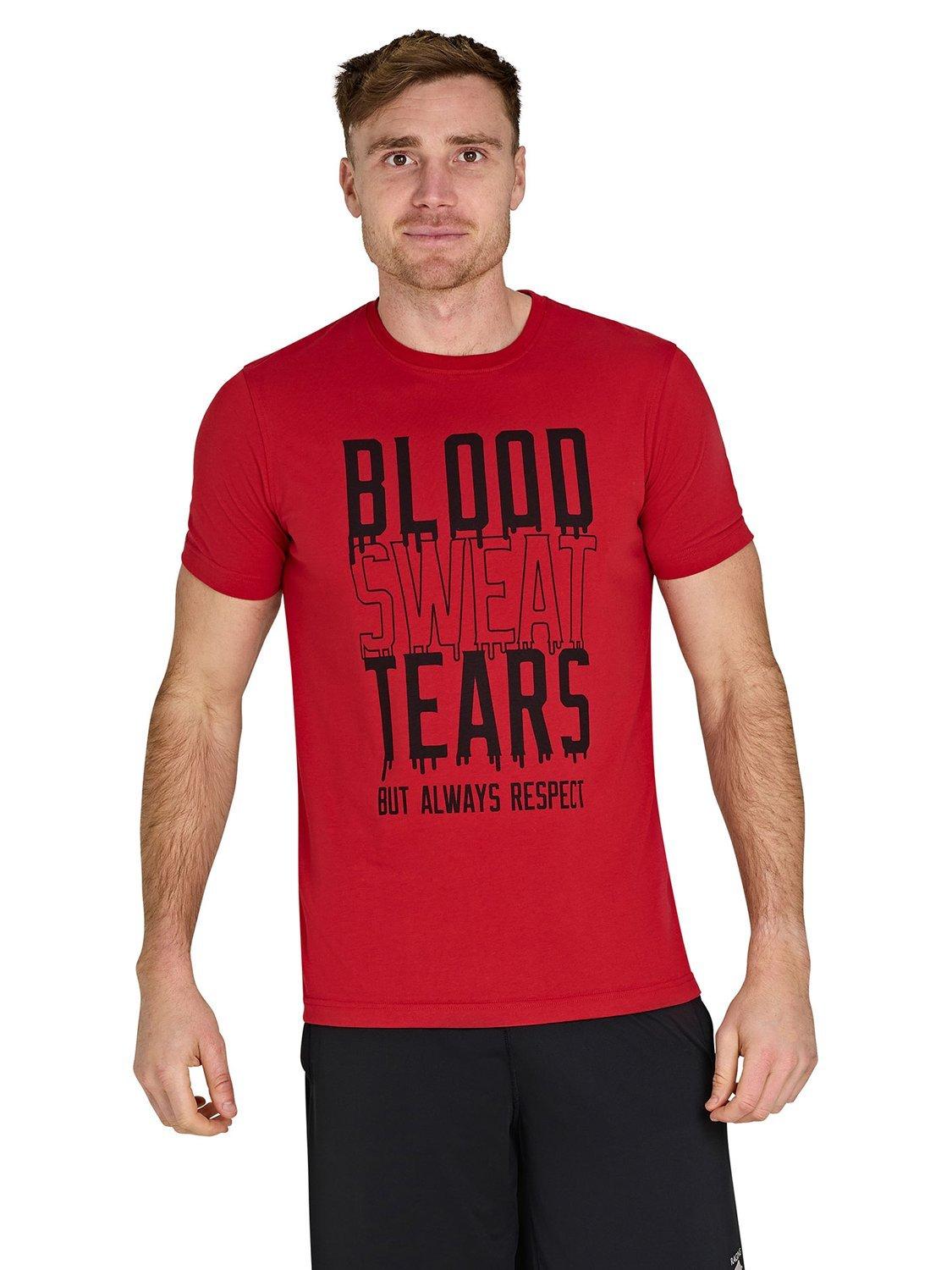 Product image 1 of 6, which shows Raging Bull Cotton Blend Regular Fit Blood, Sweat & Tears T-Shirt, Red, S