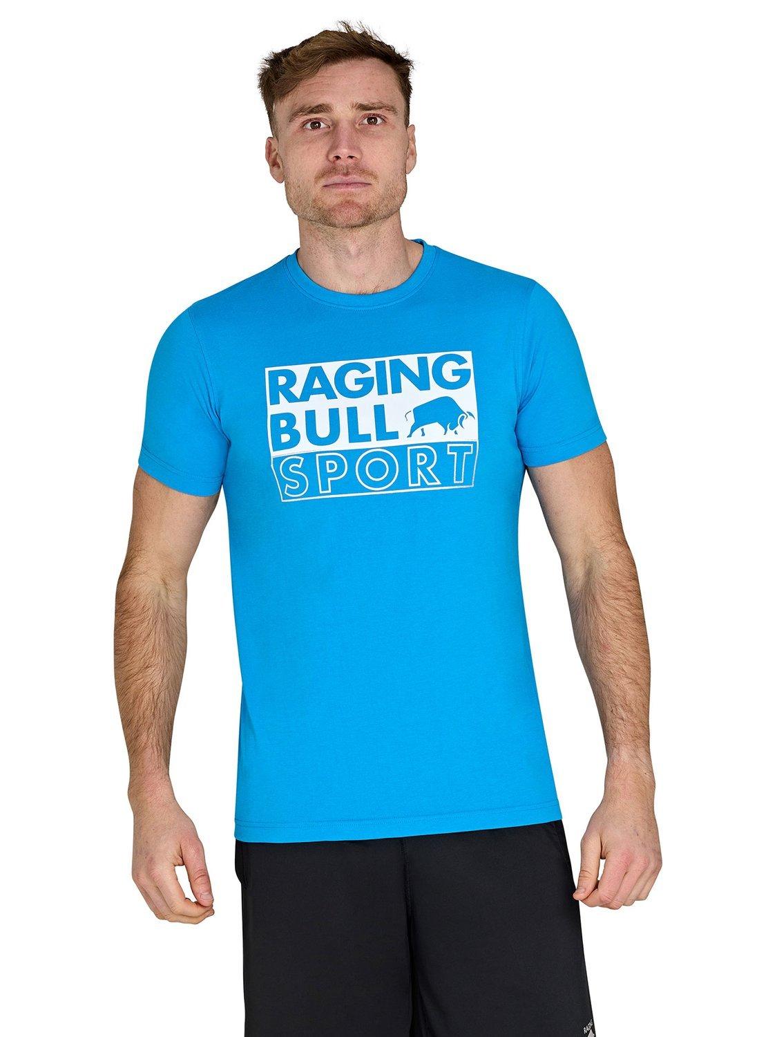 Product image 1 of 6, which shows Raging Bull Cotton Blend Regular Fit Short Sleeve Foil T-Shirt, Electric Blue, S