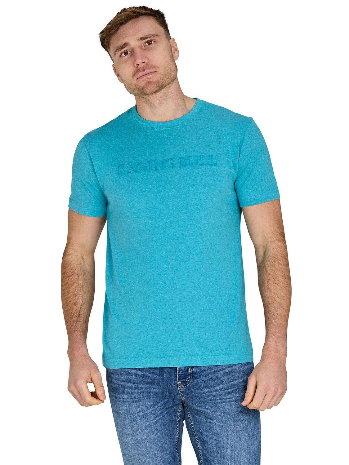 Product image 1 of 6, which shows Raging Bull Cotton Blend Regular Fit Short Sleeve Logo T-Shirt, Light Blue, S
