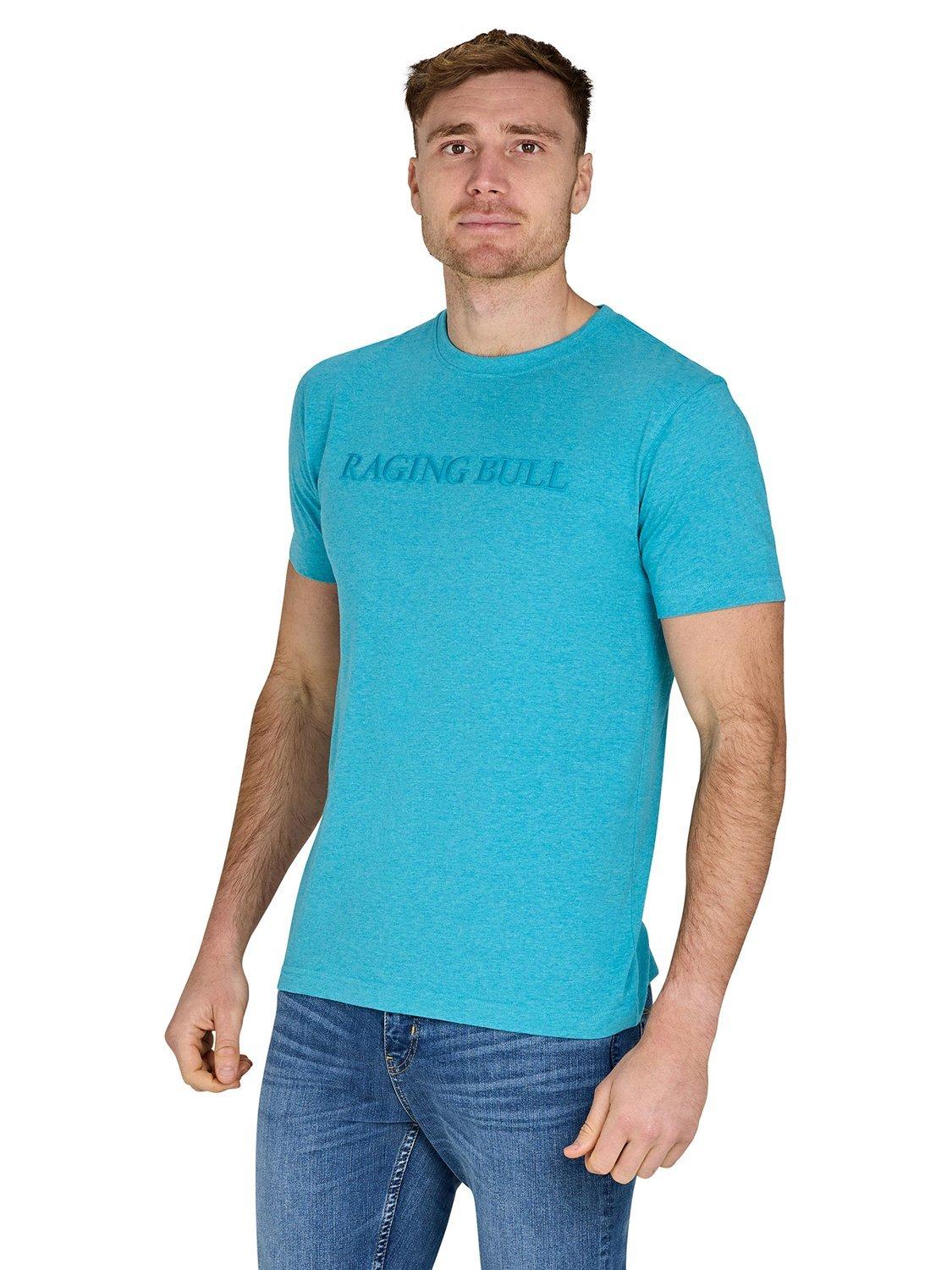 Product image 6 of 6, which shows Raging Bull Cotton Blend Regular Fit Short Sleeve Logo T-Shirt, Light Blue, S