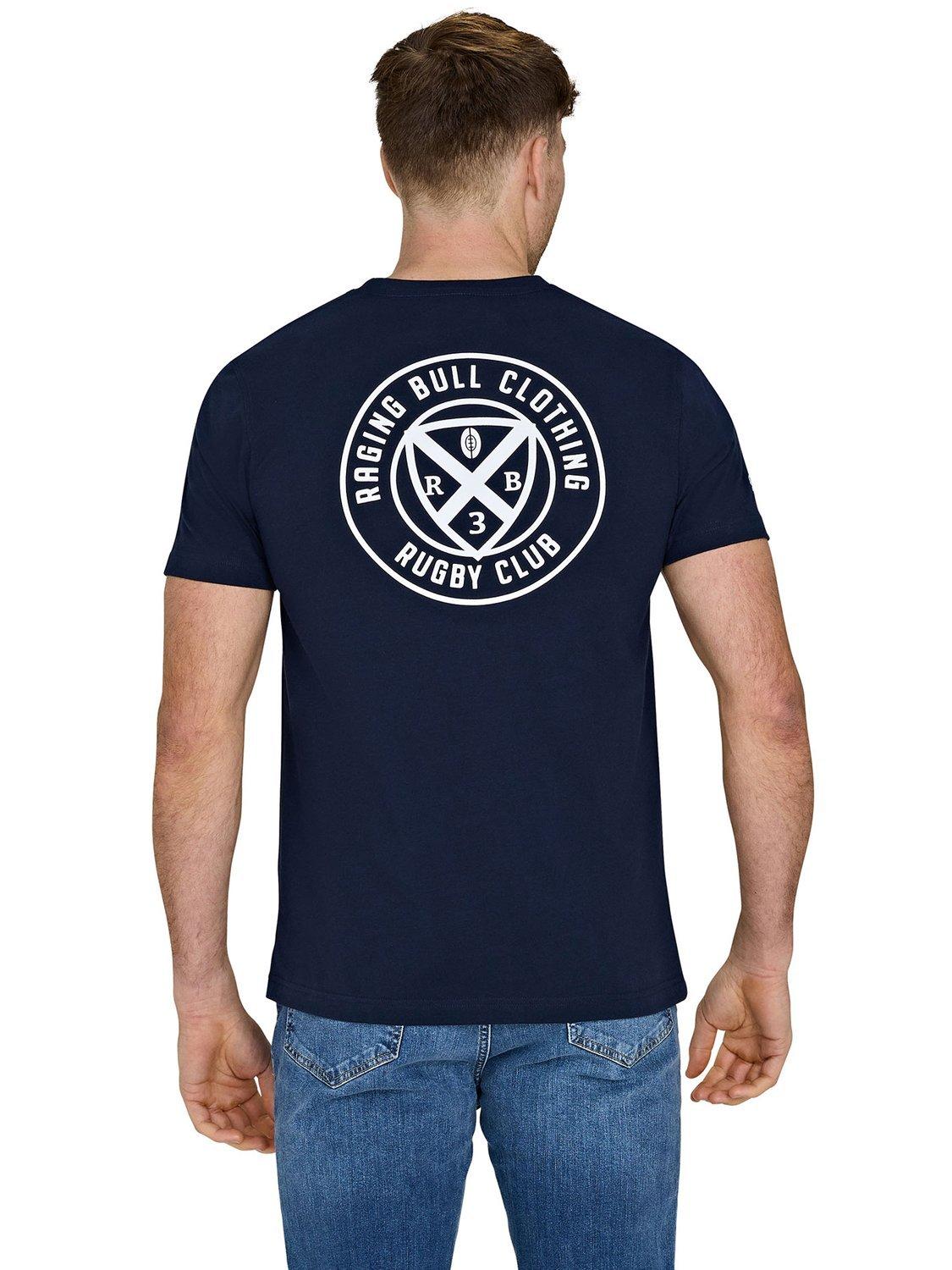 Product image 3 of 7, which shows Raging Bull Cotton Regular Fit Short Sleeve Rugby Club T-Shirt, Navy, S