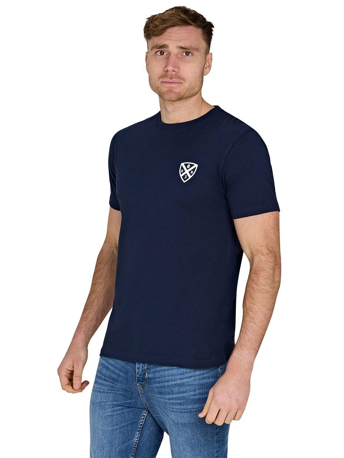 Product image 7 of 7, which shows Raging Bull Cotton Regular Fit Short Sleeve Rugby Club T-Shirt, Navy, S