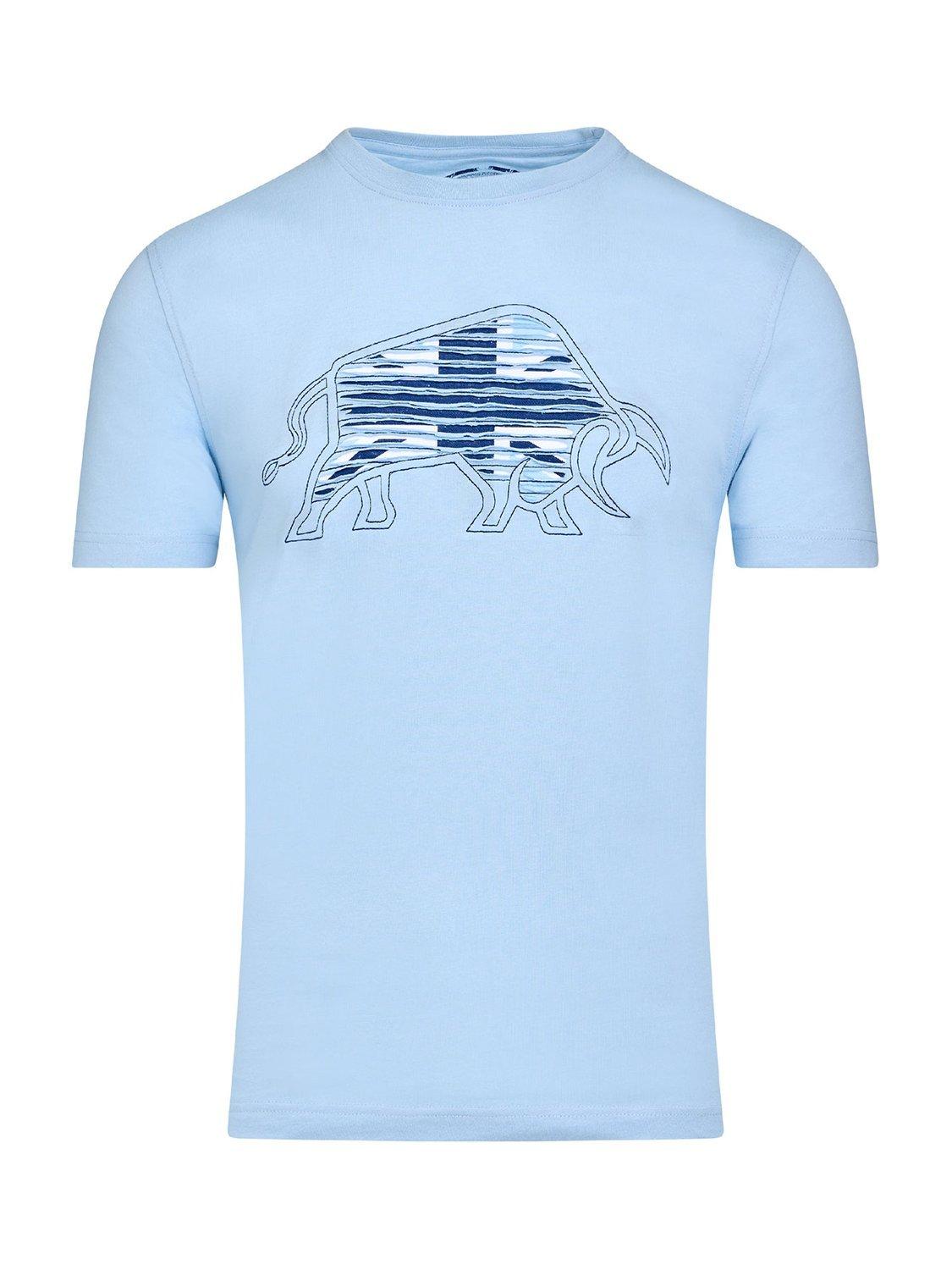 Product image 2 of 6, which shows Raging Bull Cotton Regular Fit Slash Bull T-Shirt, Sky Blue/Multi, S
