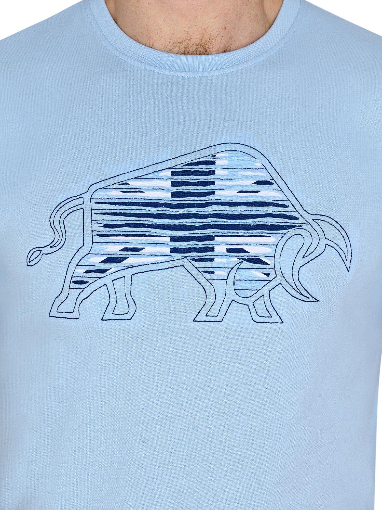 Product image 4 of 6, which shows Raging Bull Cotton Regular Fit Slash Bull T-Shirt, Sky Blue/Multi, S