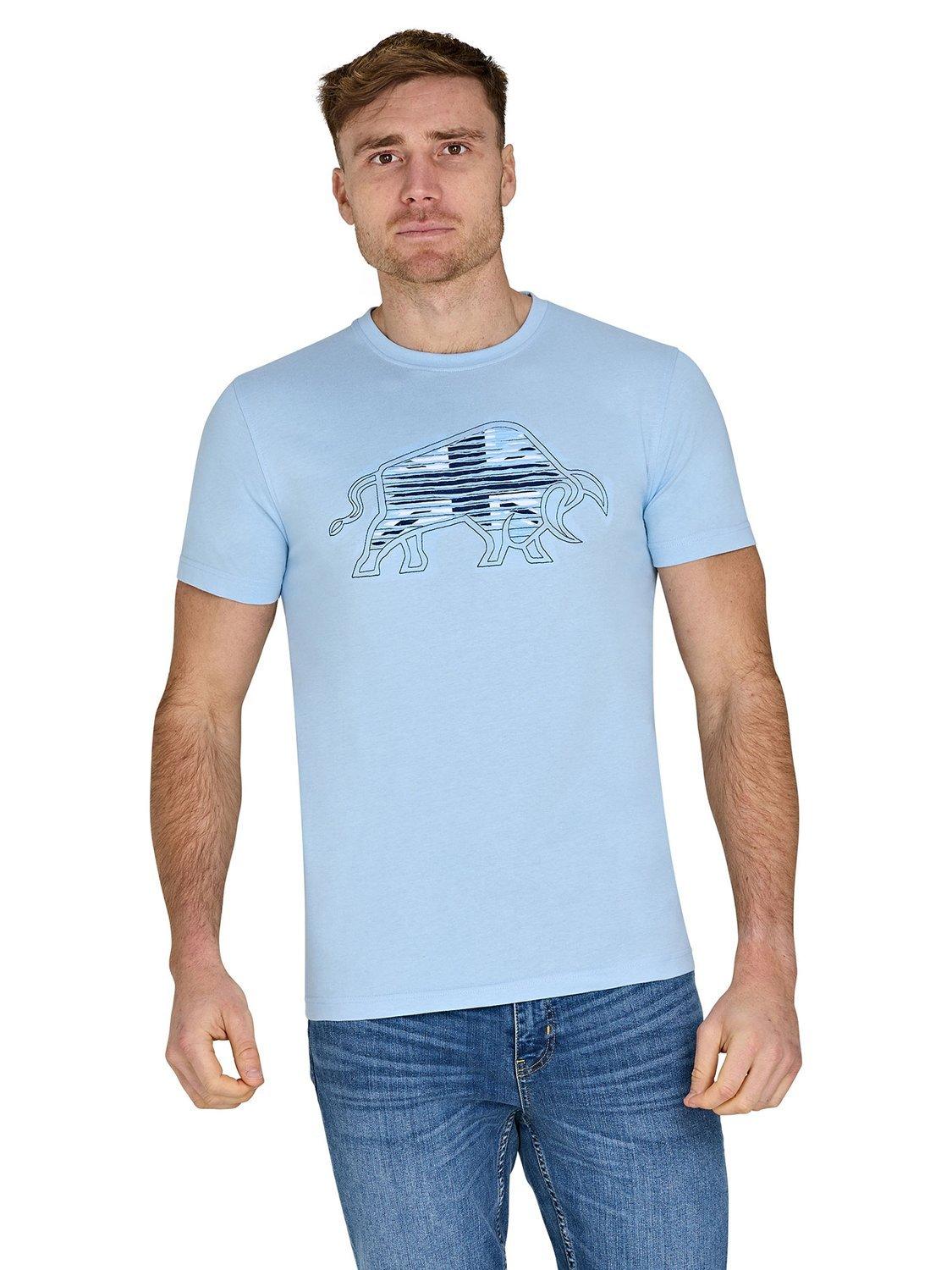 Product image 6 of 6, which shows Raging Bull Cotton Regular Fit Slash Bull T-Shirt, Sky Blue/Multi, S
