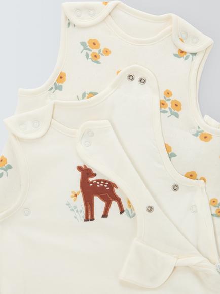 John Lewis Deer Baby Sleeping Bag, 1-2.5 Tog, Pack of 2, Yellow - view 2, Yellow