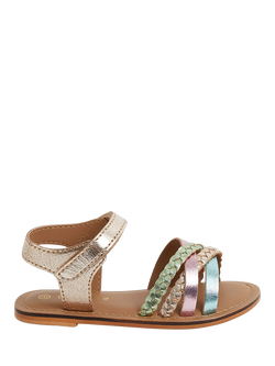 Angels by Accessorize Kids' Strappy Leather Sandals, Multi, Multi