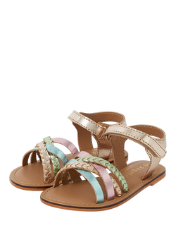 Angels by Accessorize Kids' Strappy Leather Sandals, Multi - view 2, Multi