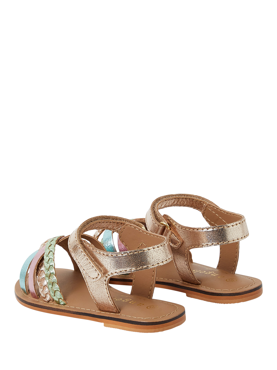 Product image 4 of 4, which shows Angels by Accessorize Kids' Strappy Leather Sandals, Brights Multi, 11 Jnr