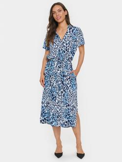 Saint Tropez Blanca Leopard Print Dress, Baby Blue