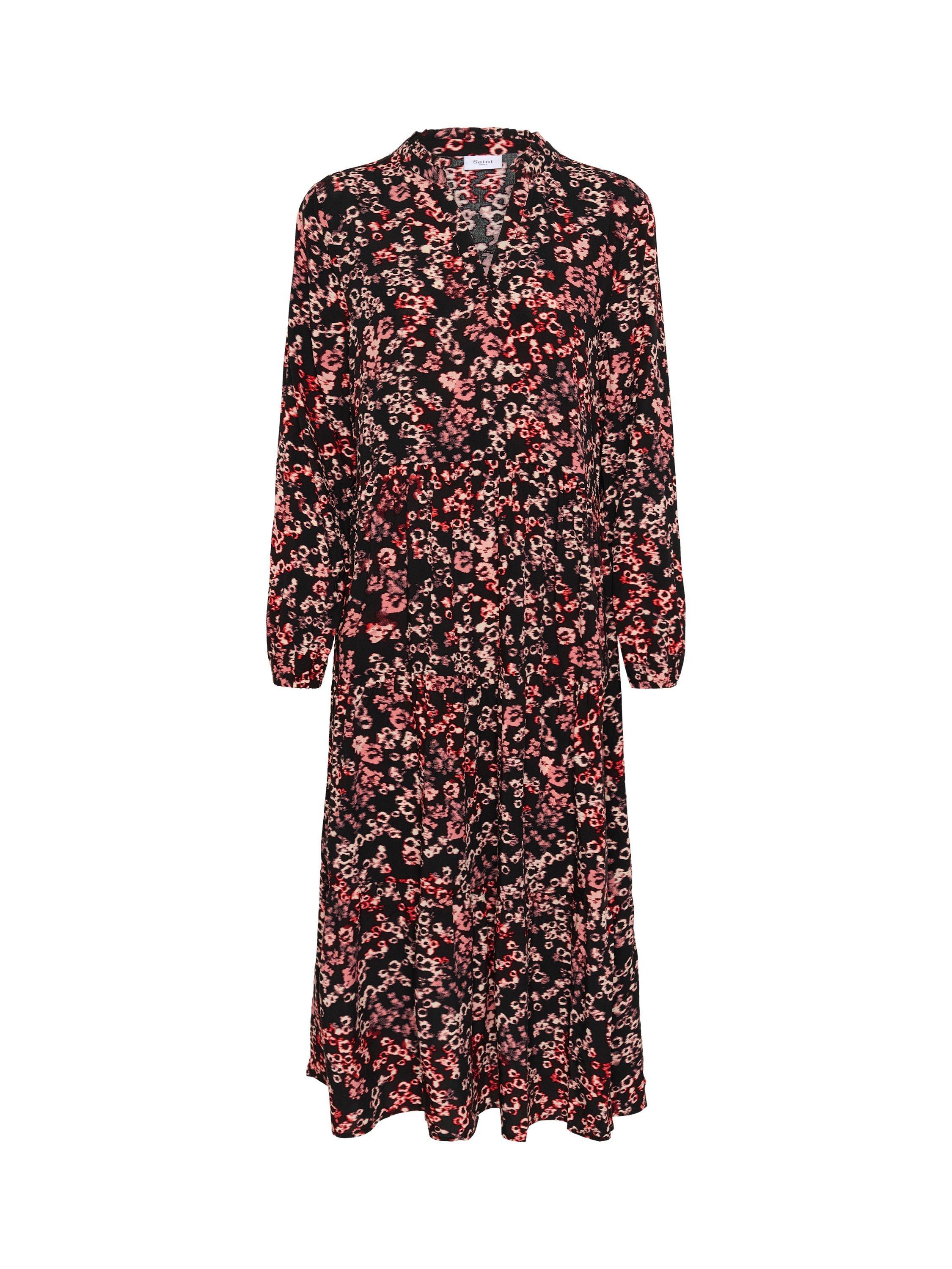 Product image 1 of 2, which shows Saint Tropez Eda Floral Midi Dress, Black/Pink, XS