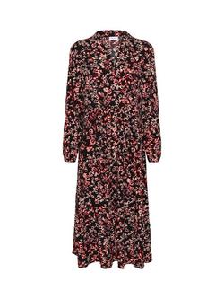 Saint Tropez Eda Floral Midi Dress, Black/Pink, Black/Pink