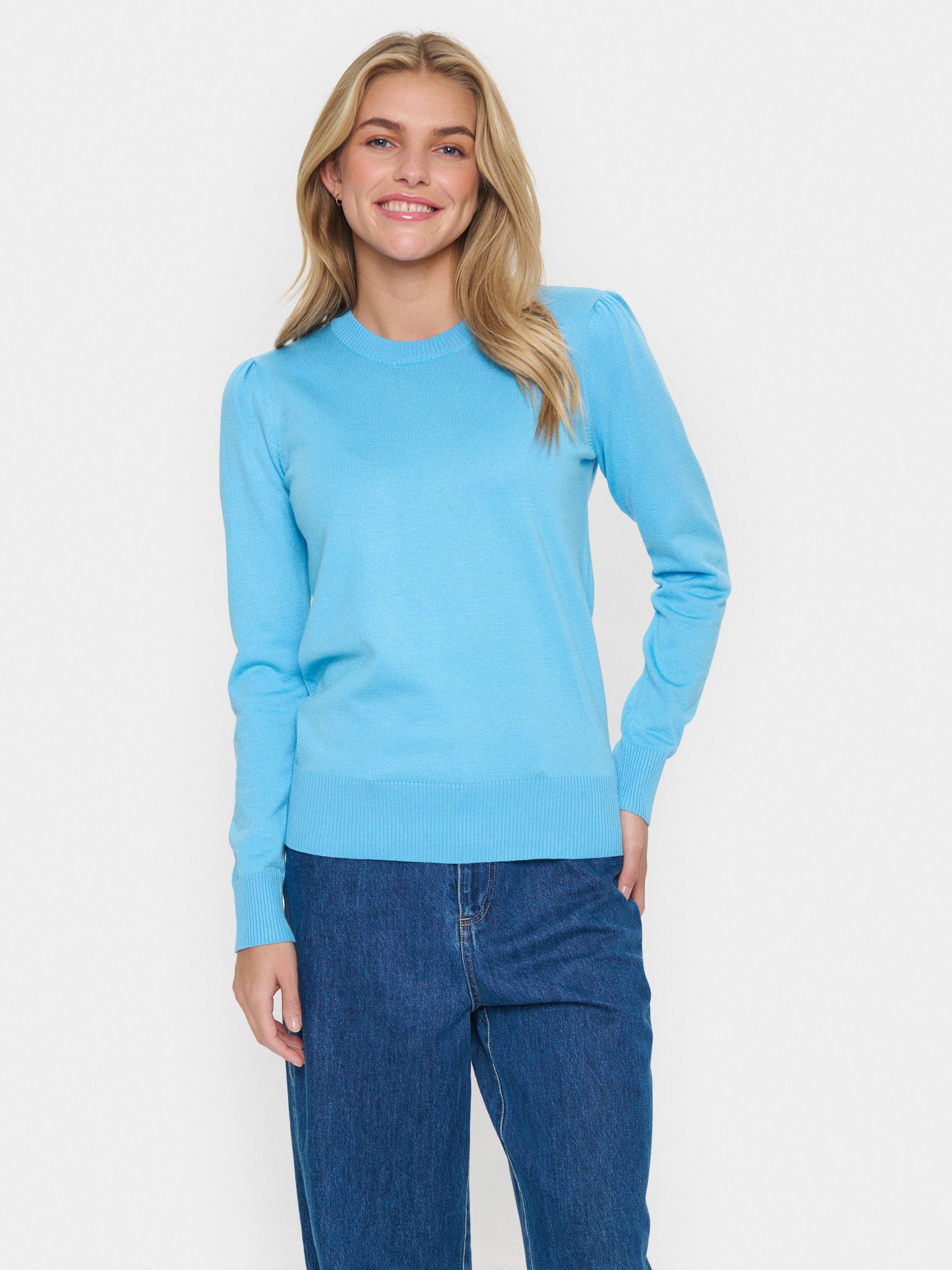 Product image 1 of 6, which shows Saint Tropez Mila Long Sleeve Pullover Jumper, Ethereal Blue, XS