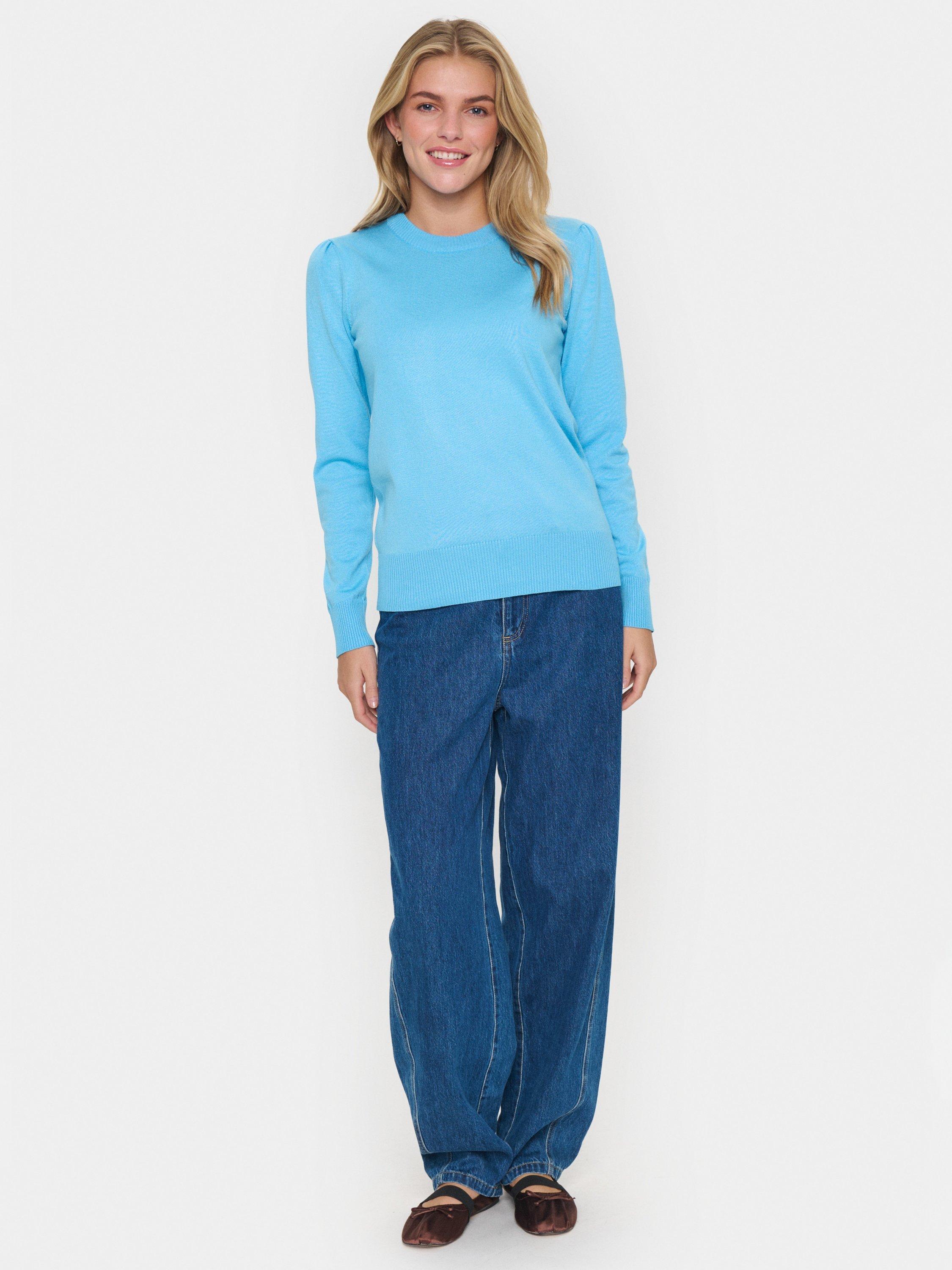 Product image 3 of 6, which shows Saint Tropez Mila Long Sleeve Pullover Jumper, Ethereal Blue, XS